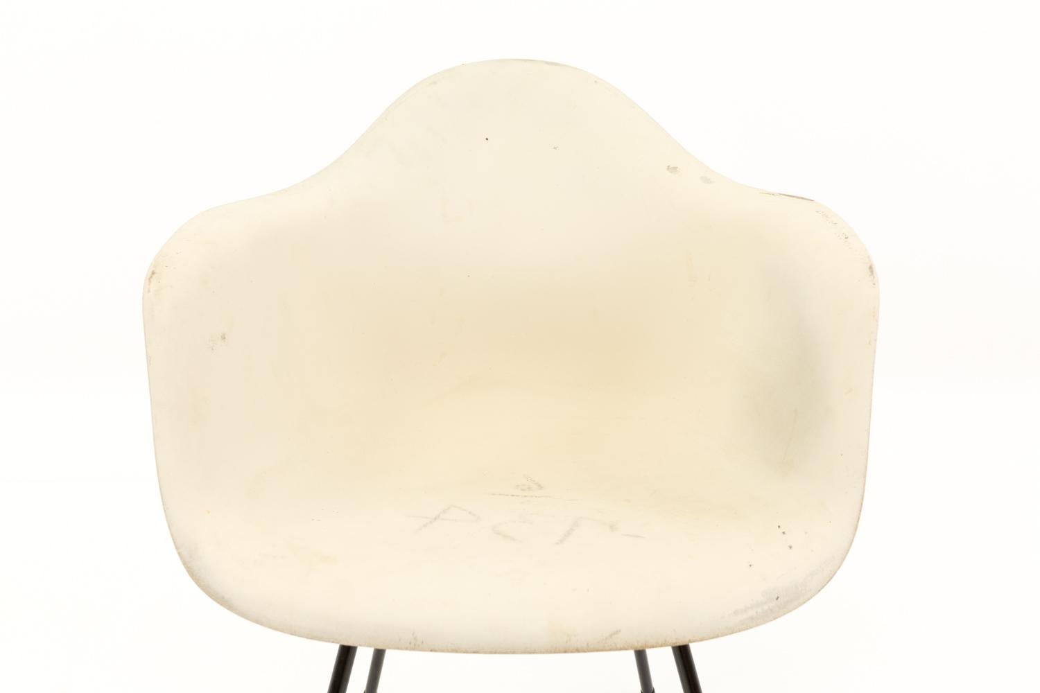 American Eames for Herman Miller Mid Century Molded Plastic X-Base Shell Chairs, Pair For Sale