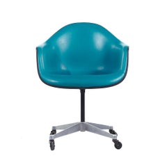 Eames for Herman Miller Mid Century Padded Fiberglass Teal Swivel Office Chair