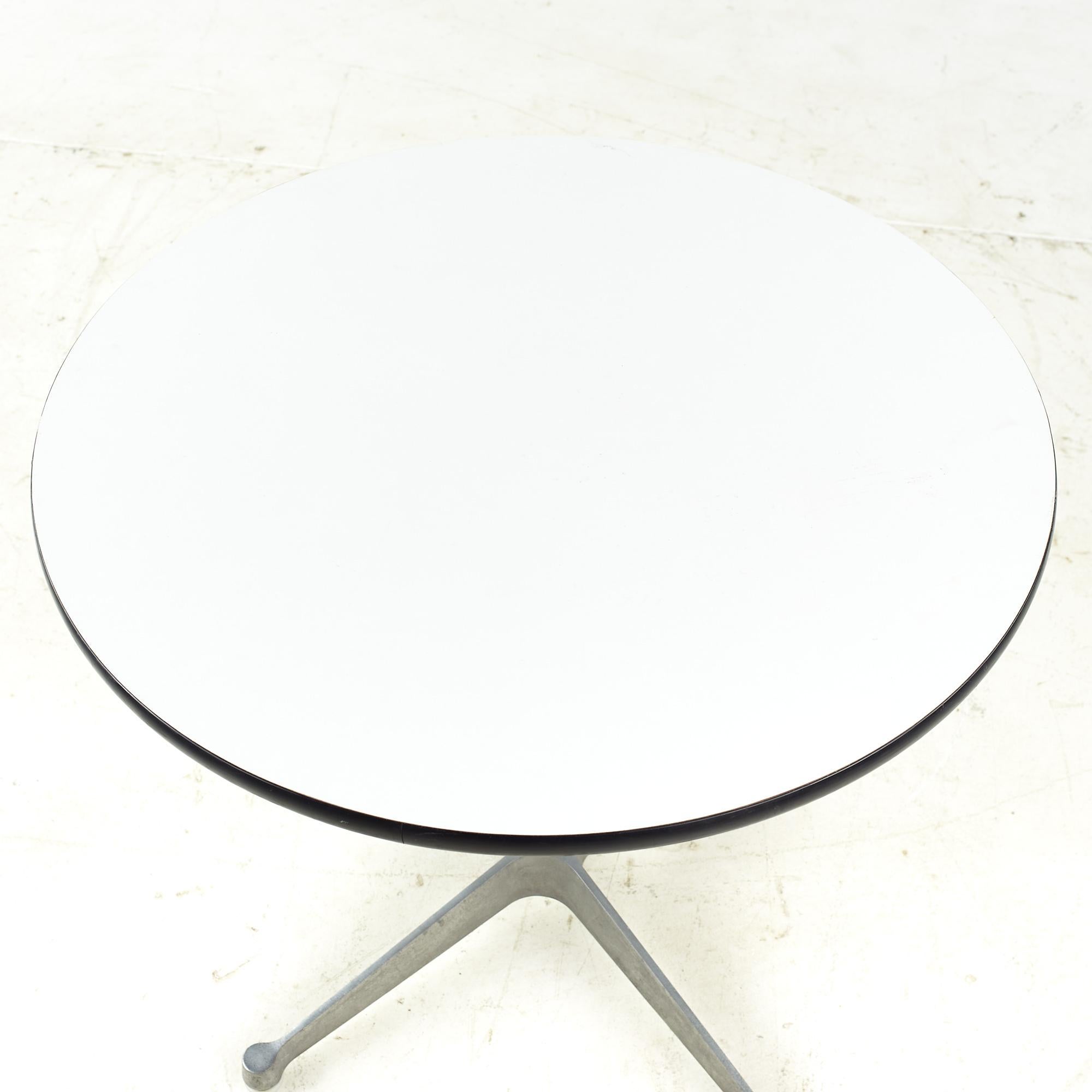 Eames for Herman Miller Mid Century Round White Laminate Side Table For Sale 3