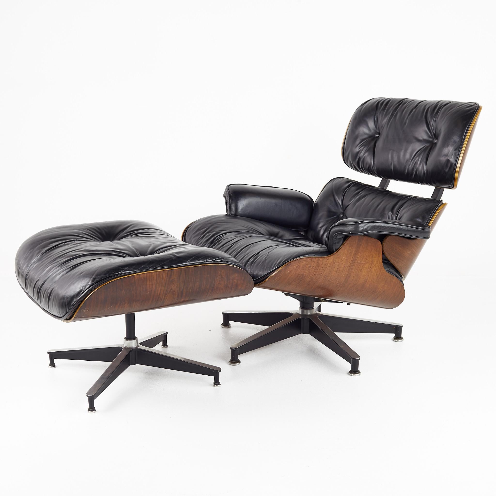 Mid-Century Modern Eames for Herman Miller Mid Century Walnut Lounge Chair with Ottoman