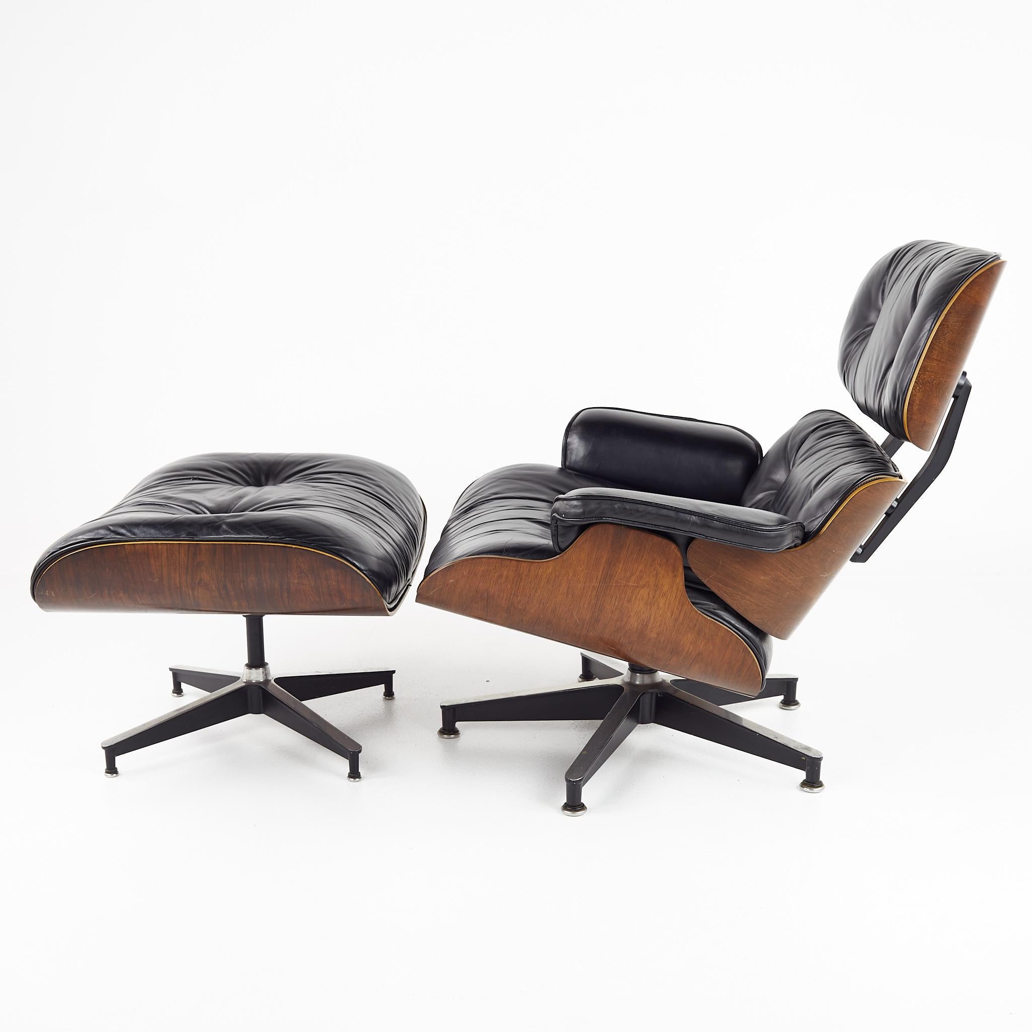 Late 20th Century Eames for Herman Miller Mid Century Walnut Lounge Chair with Ottoman