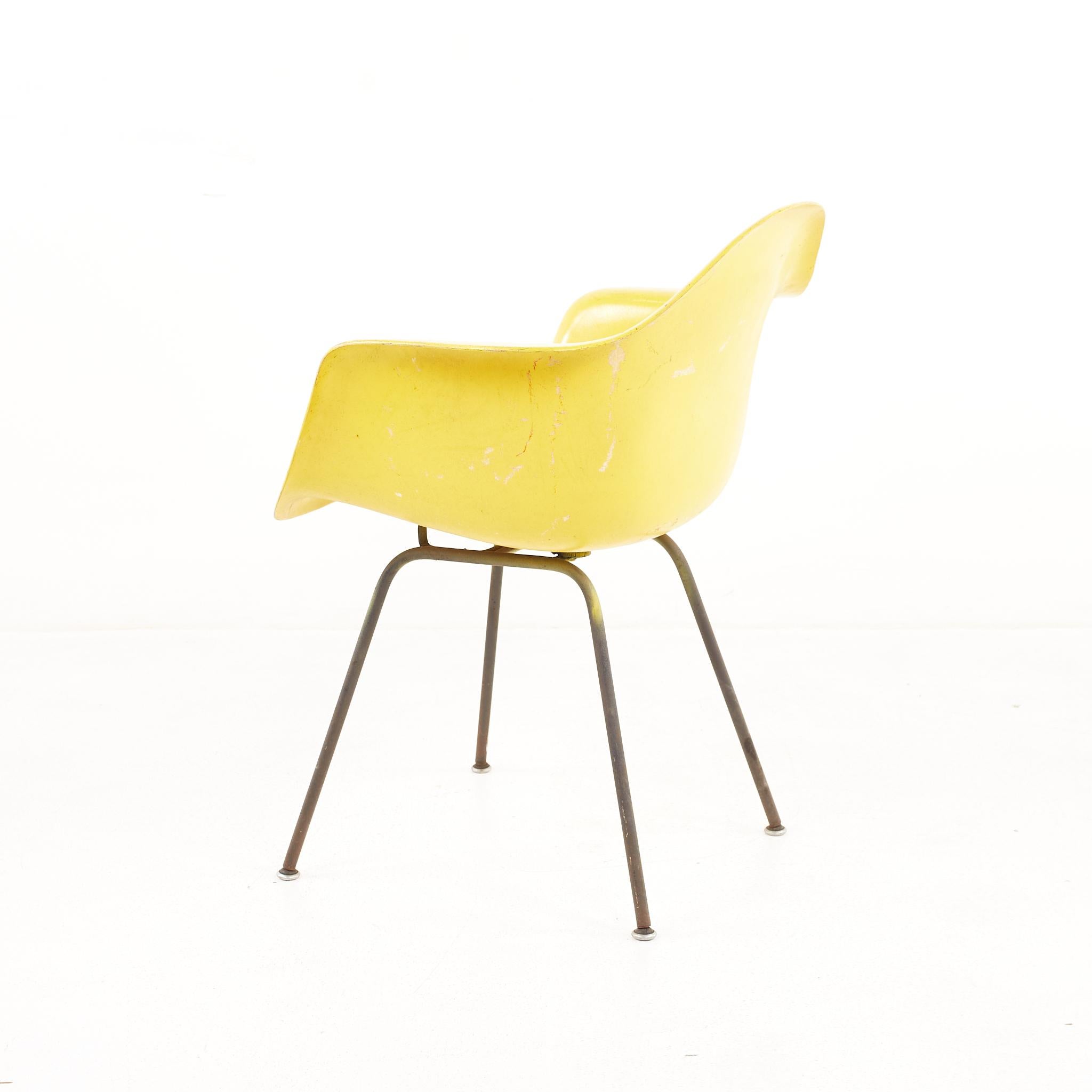 Mid-Century Modern Eames For Herman Miller Mid Century Yellow Fiberglass Shell Chair For Sale