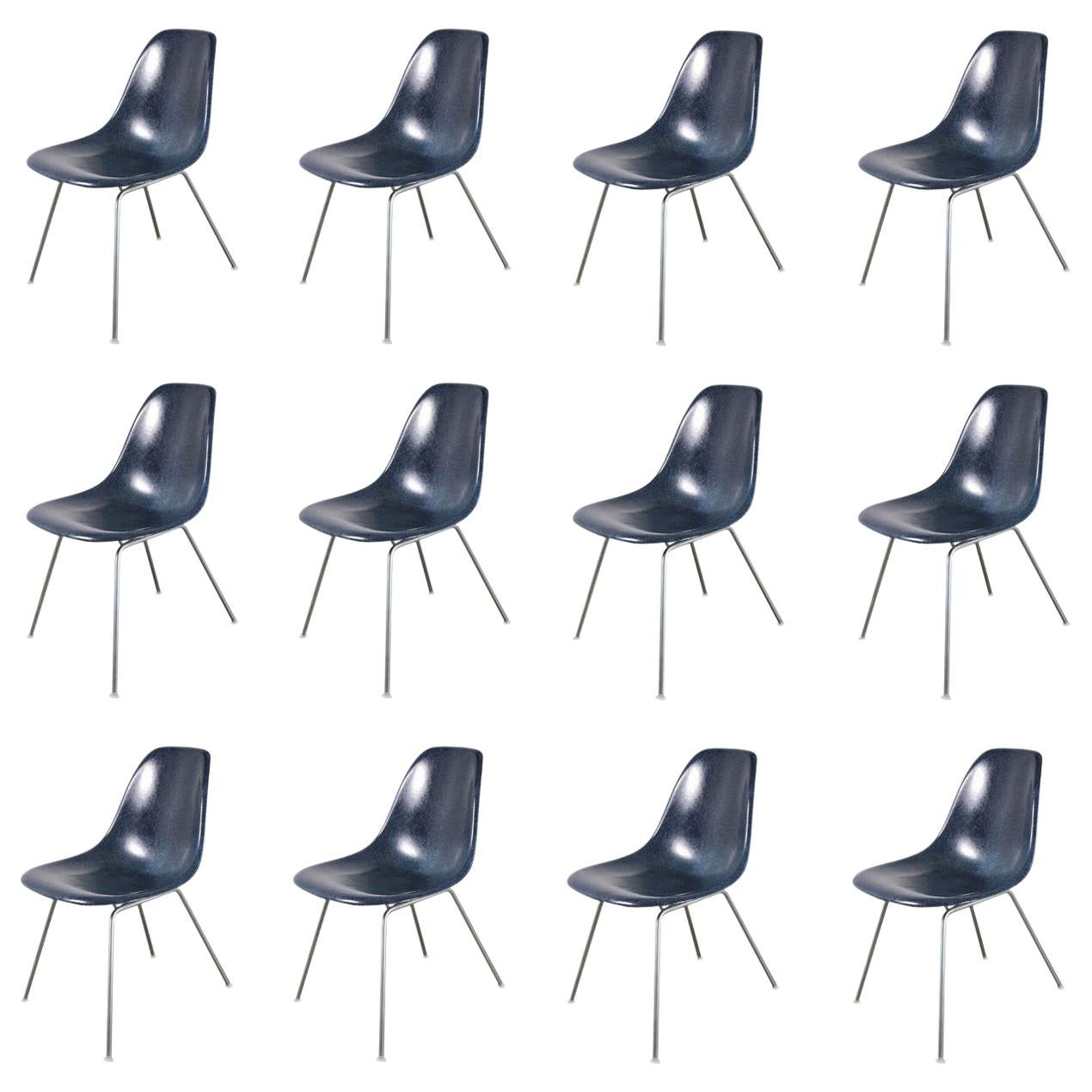 Eames for Herman Miller Navy Blue Fiberglass Shell Chair