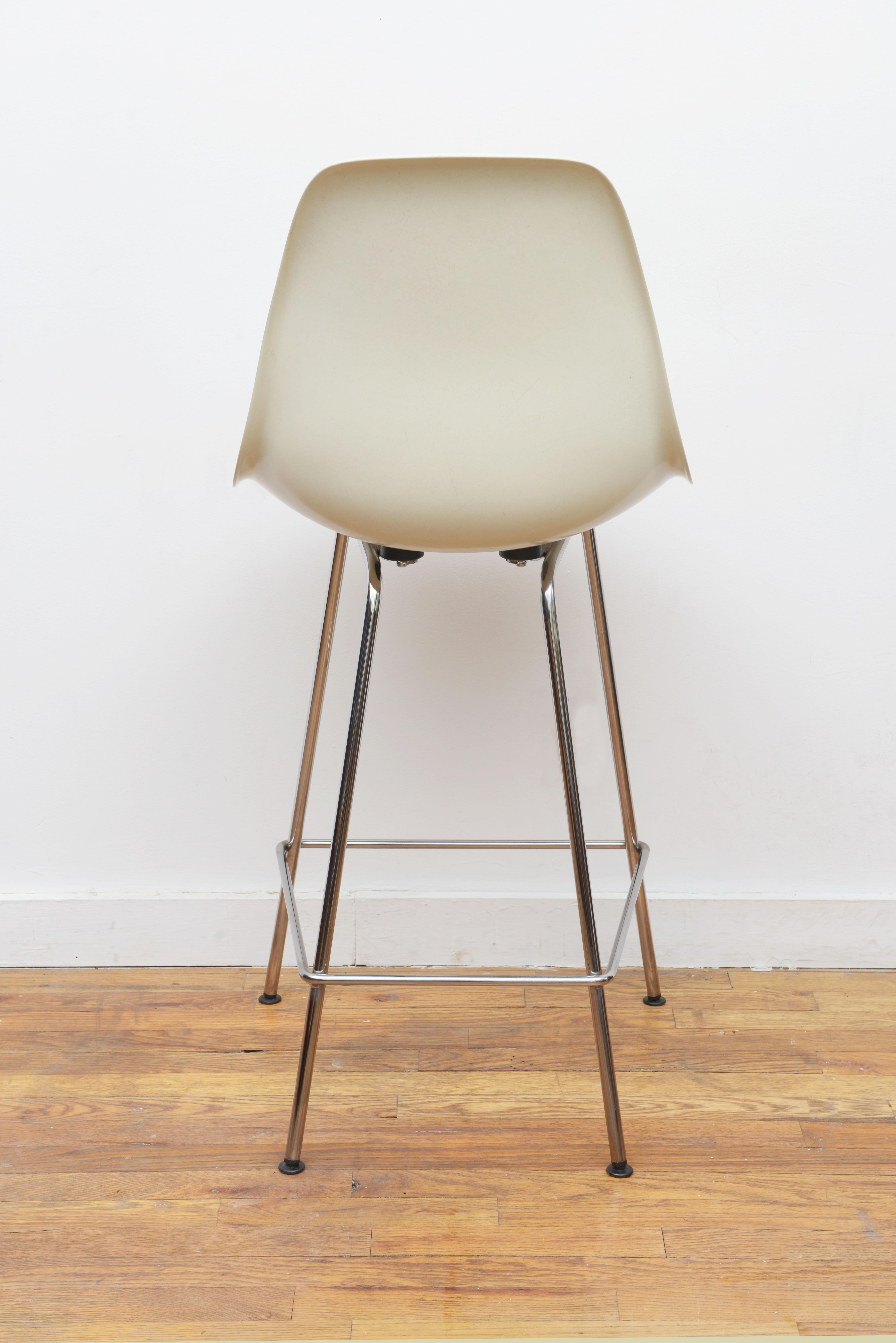 American Eames for Herman Miller Pair of Molded Plastic Bar Stools 2000s 'Signed'