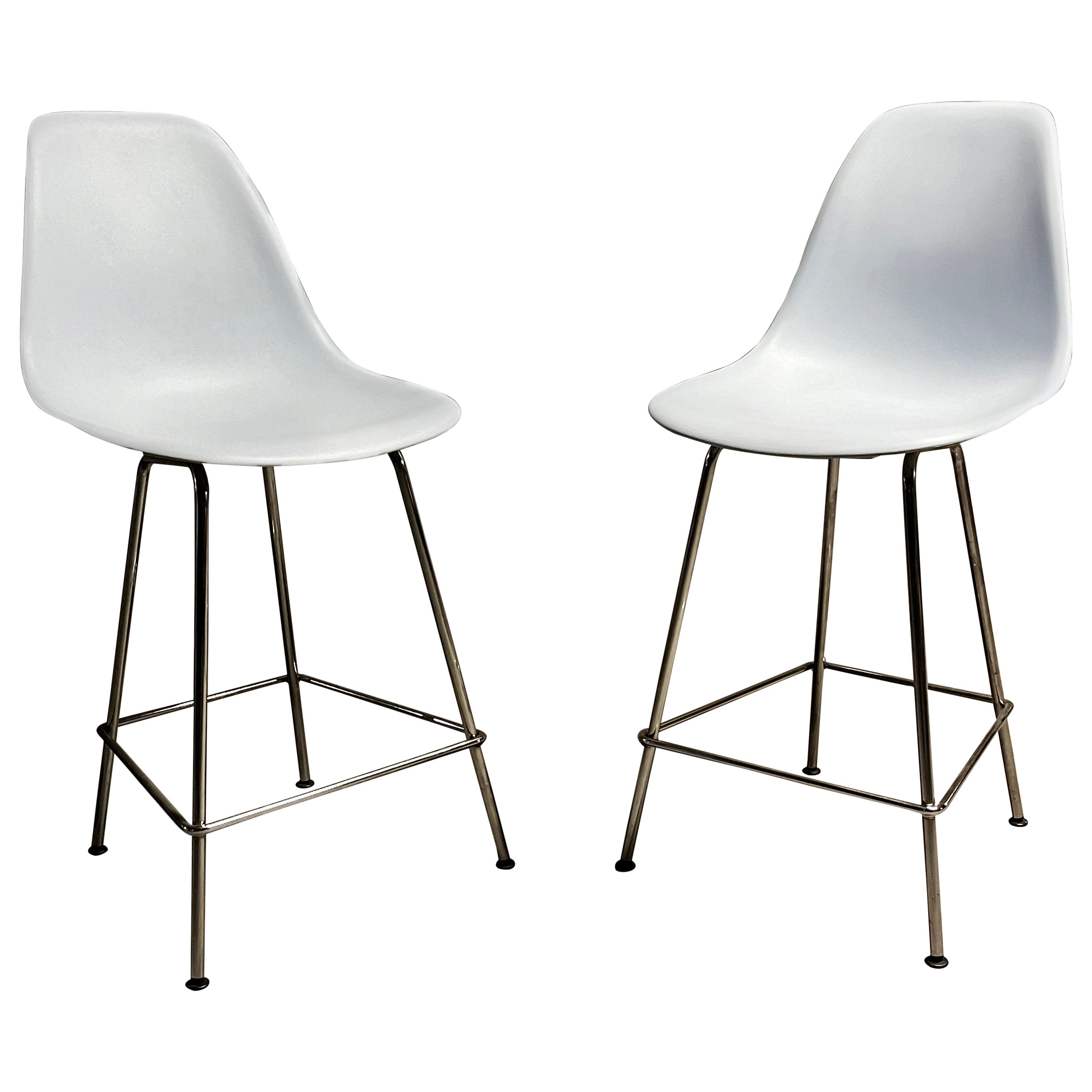 Eames for Herman Miller Pair of Molded Plastic Bar Stools 2010s (signed)