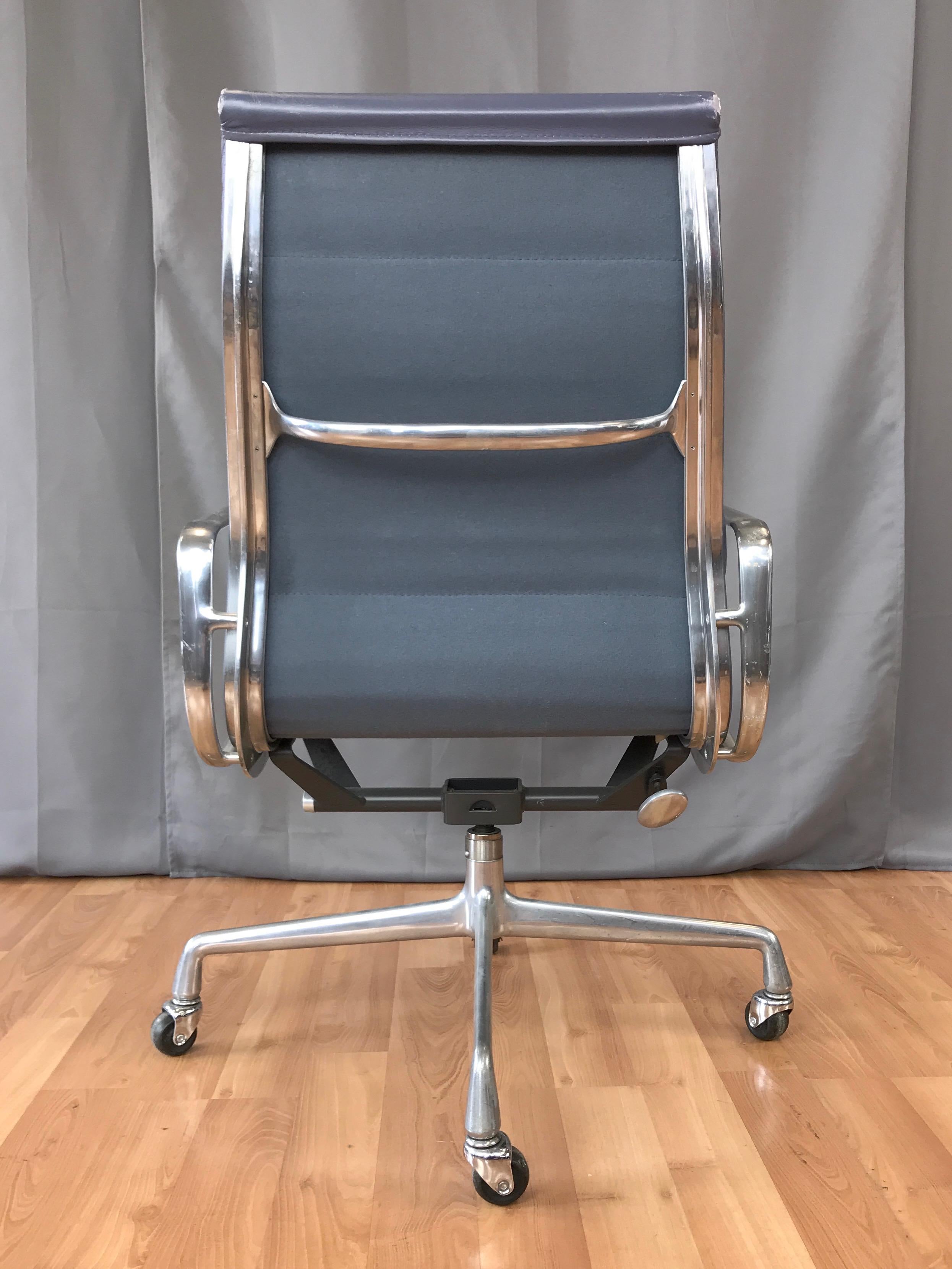 American Eames for Herman Miller Periwinkle Leather Soft Pad Executive Chair, 1985