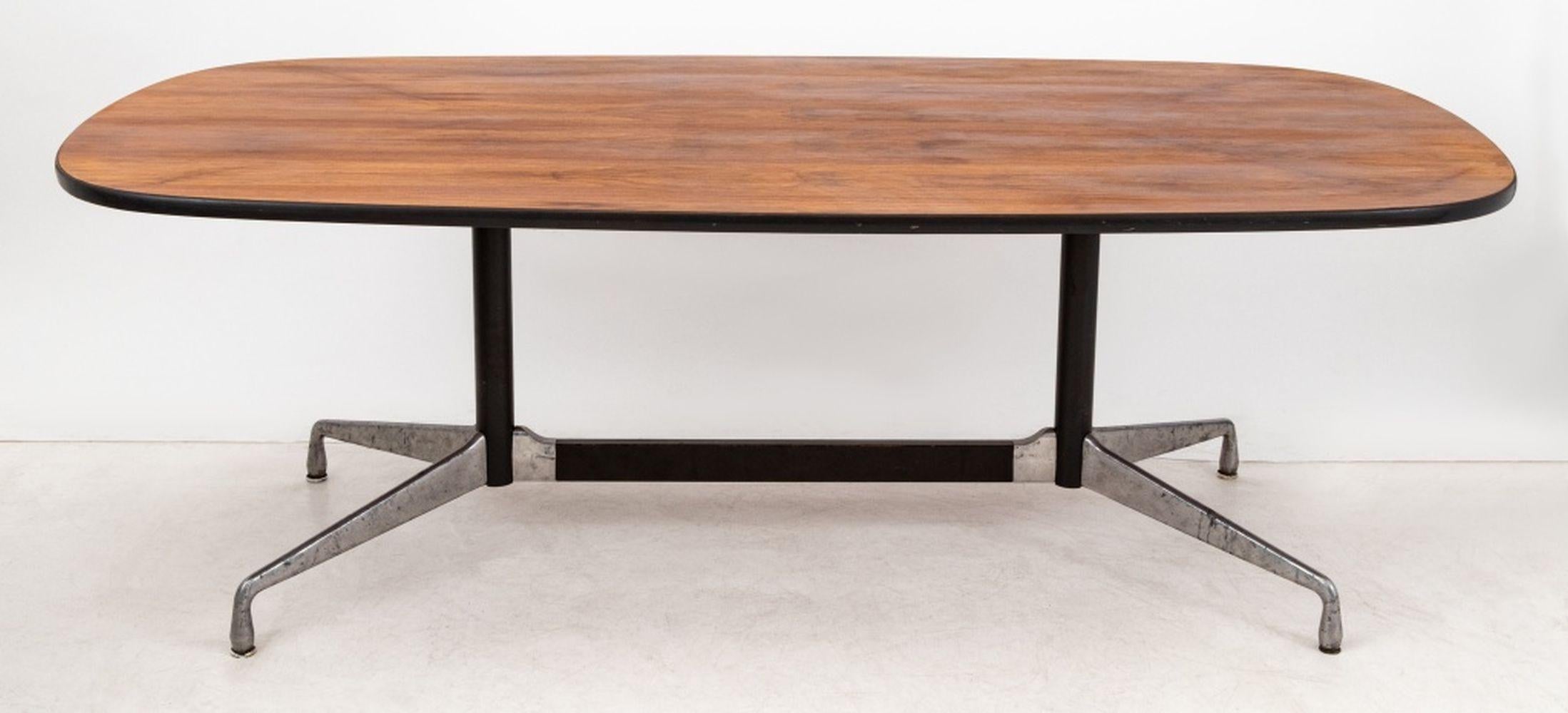 Charles and Ray Eames for Herman Miller Racetrack Dining or Conference Table, with ashwood top above segmented aluminum base, Herman Miller label to underside. 28