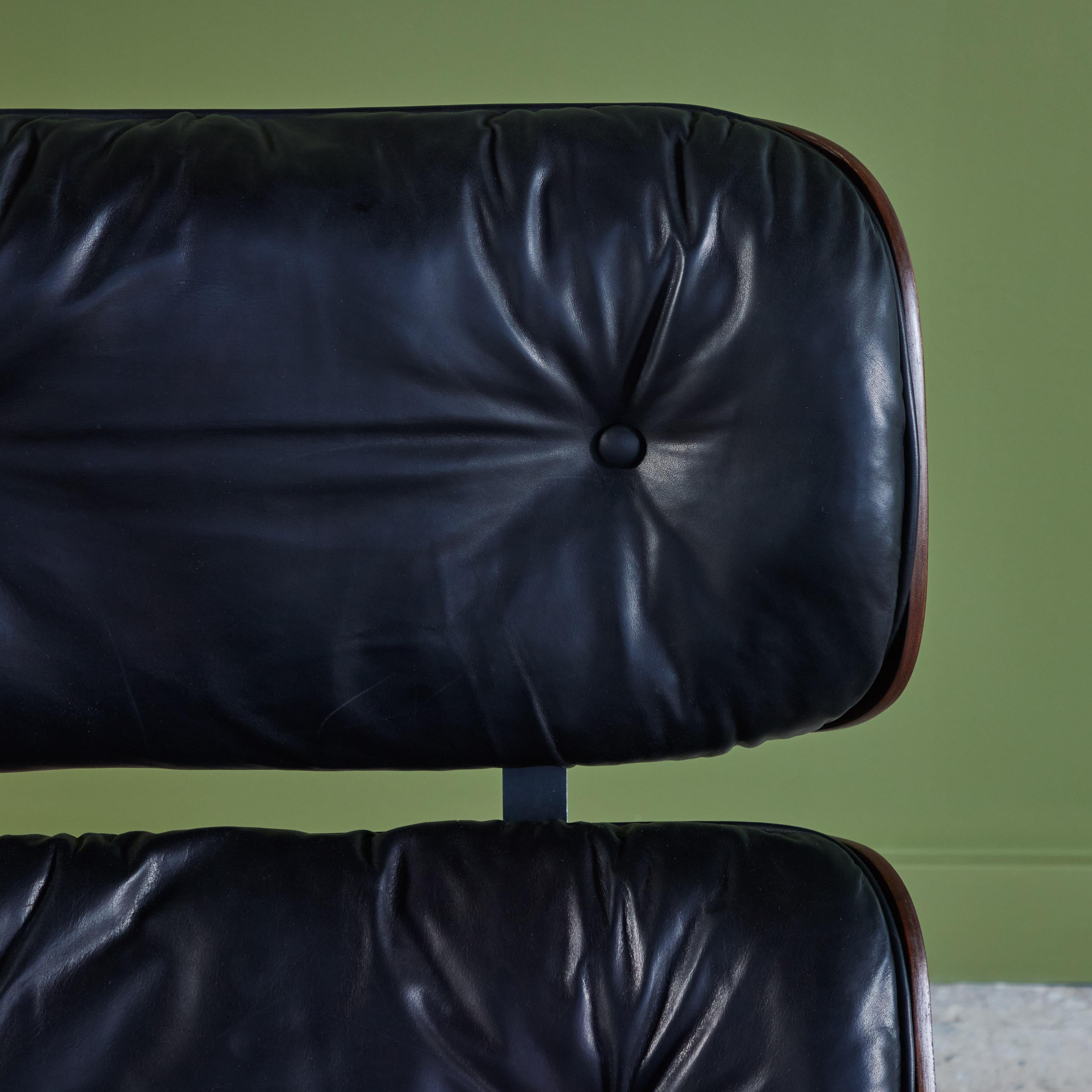 Eames for Herman Miller Rare 1956 First Year Lounge Chair with Spinning Ottoman For Sale 1