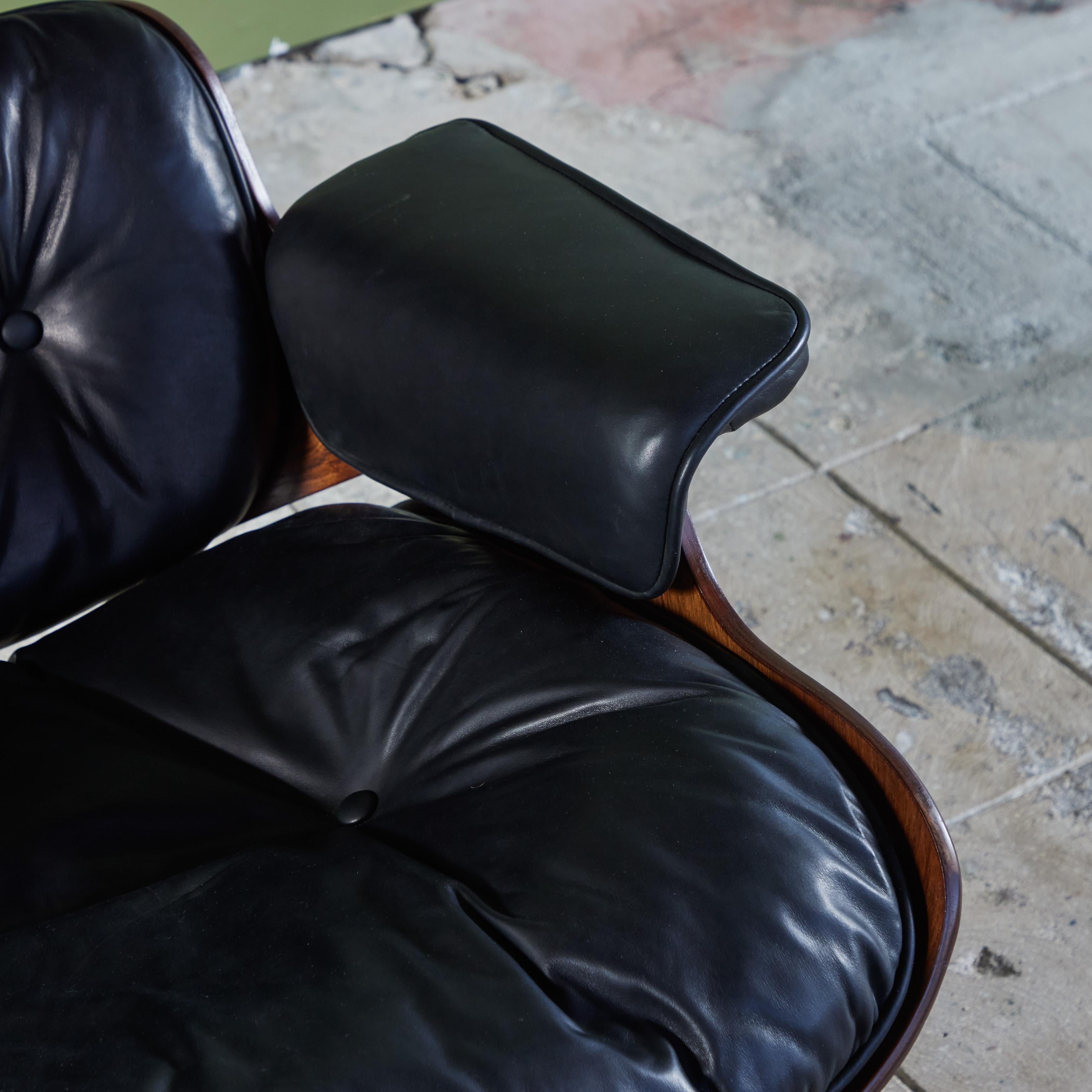 Eames for Herman Miller Rare 1956 First Year Lounge Chair with Spinning Ottoman For Sale 2