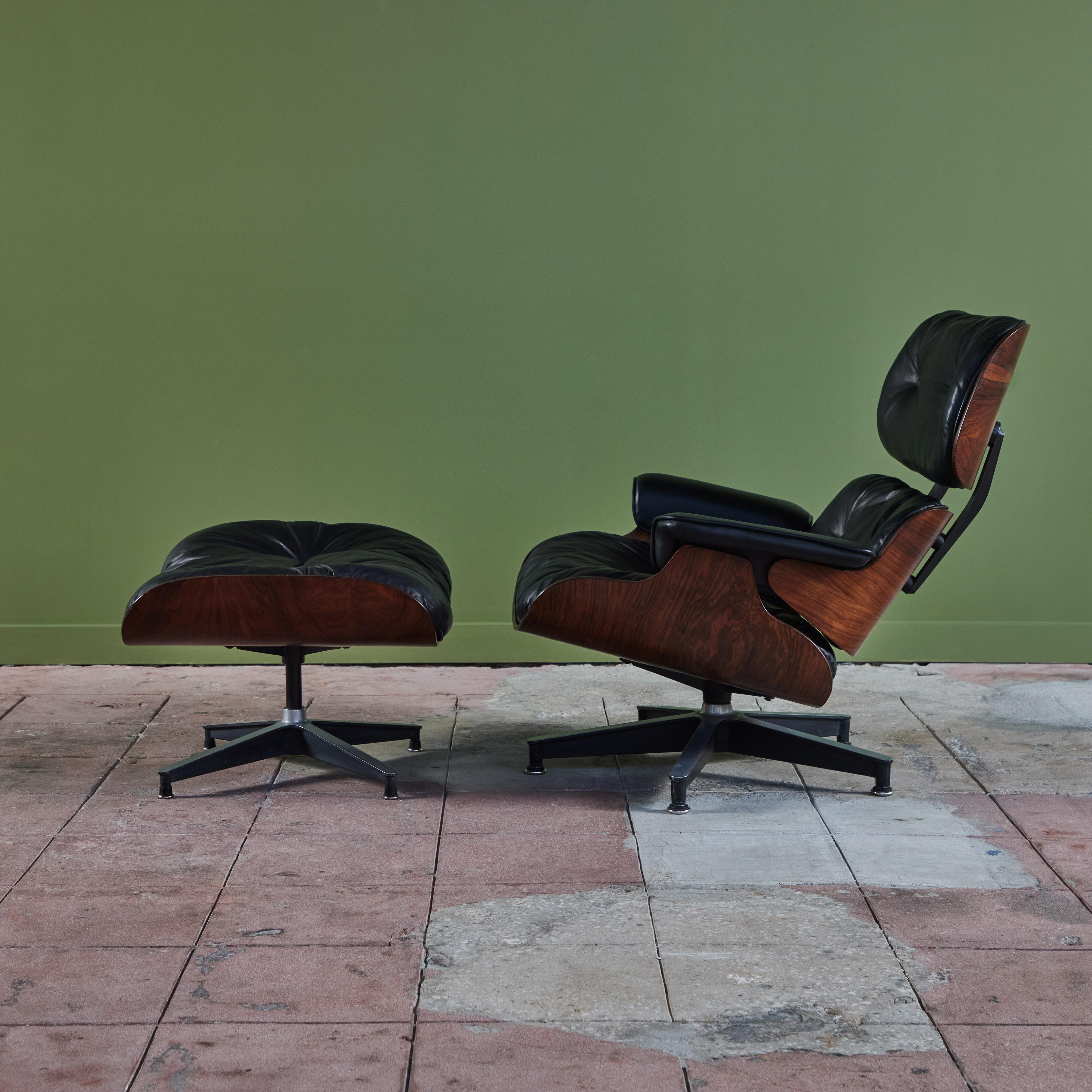 Mid-20th Century Eames for Herman Miller Rare 1956 First Year Lounge Chair with Spinning Ottoman For Sale