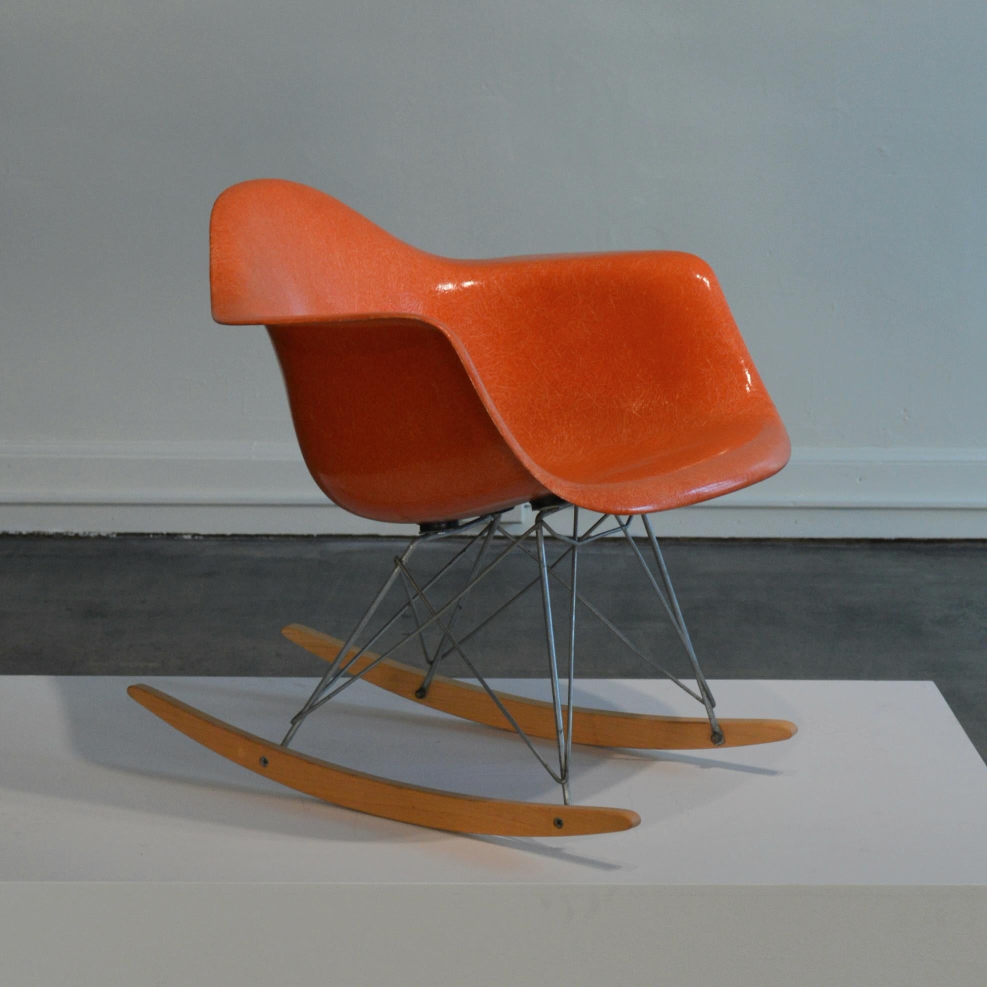 Mid-Century Modern Eames for Herman Miller Red Orange RAR Rocker