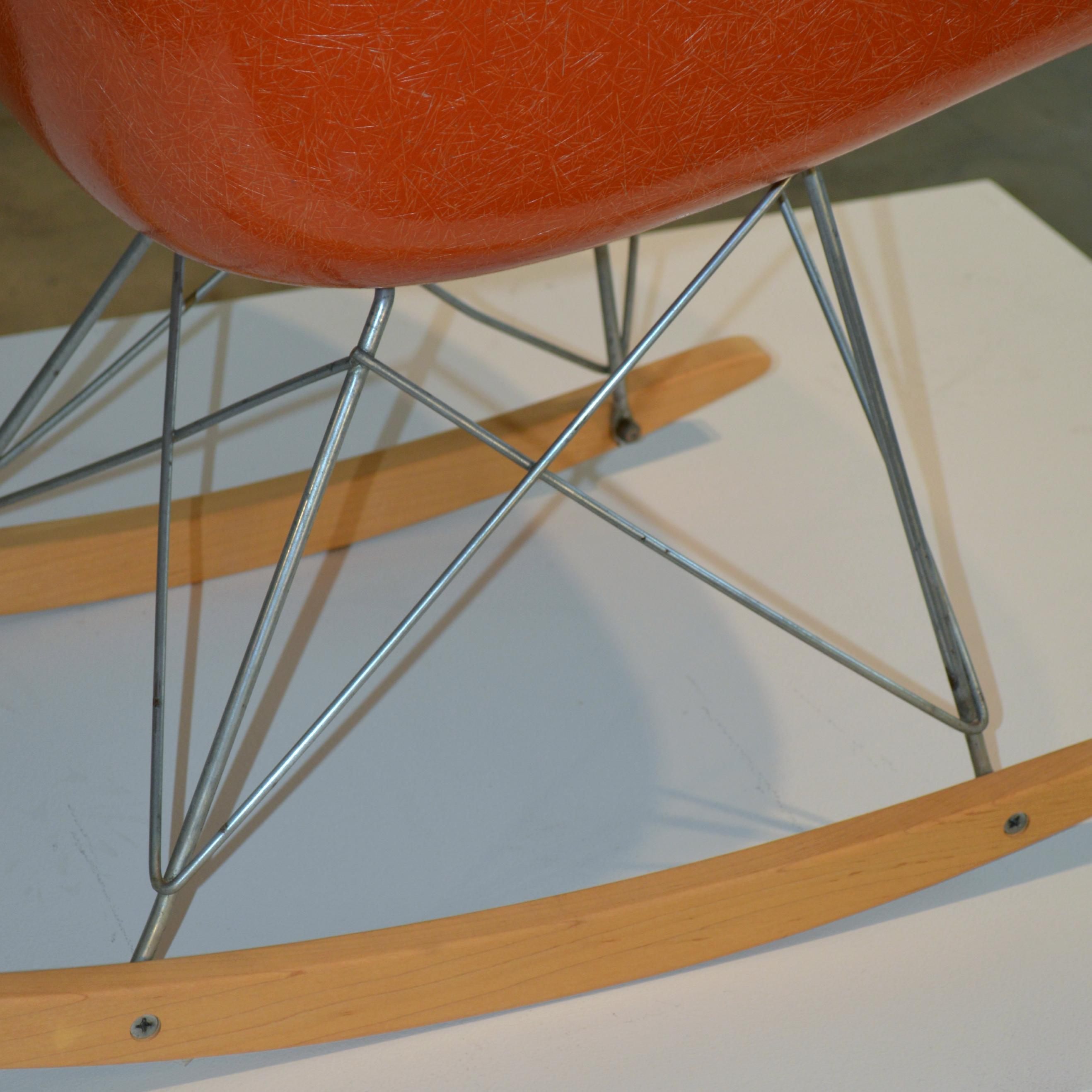 Mid-20th Century Eames for Herman Miller Red Orange RAR Rocker
