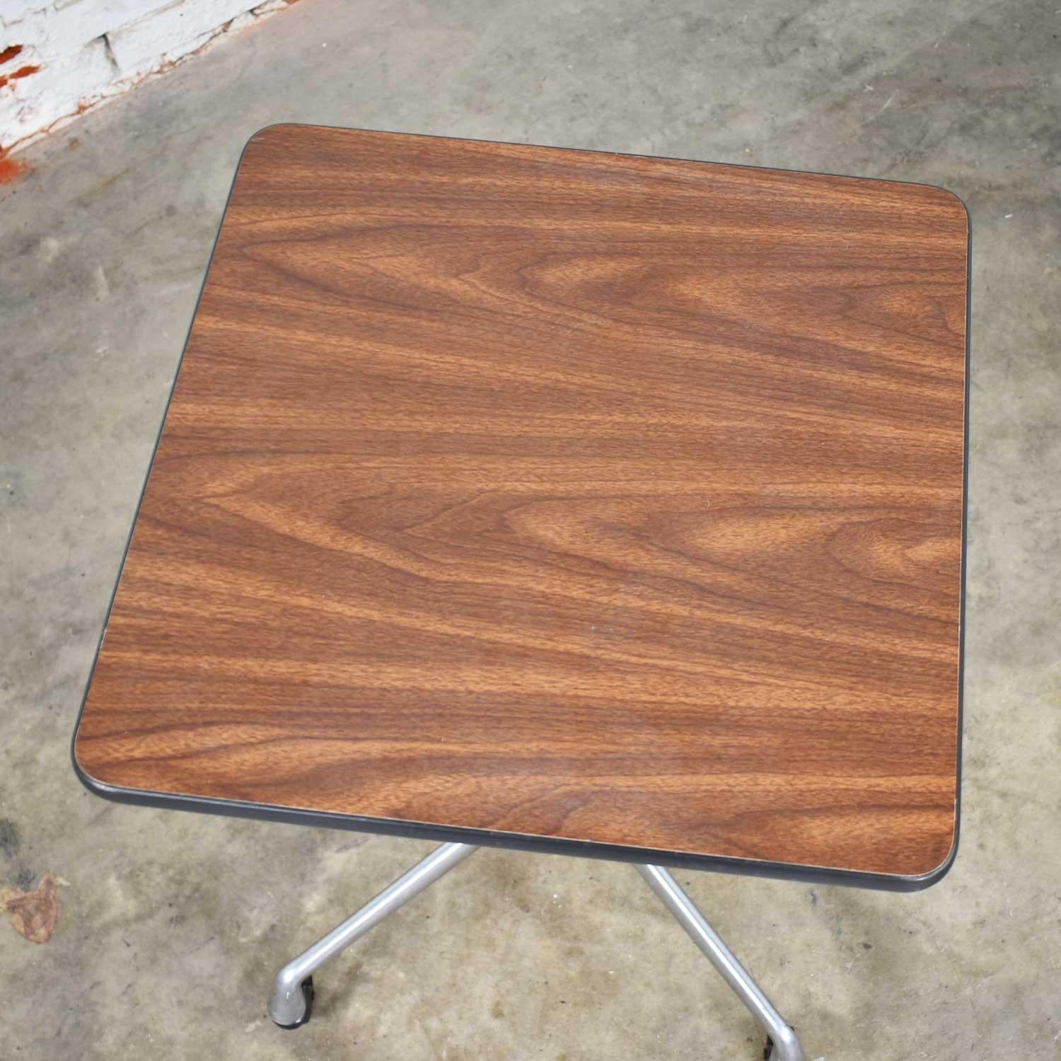 Cast Eames for Herman Miller Rolling Side Table Universal Base Faux Wood Laminate Top