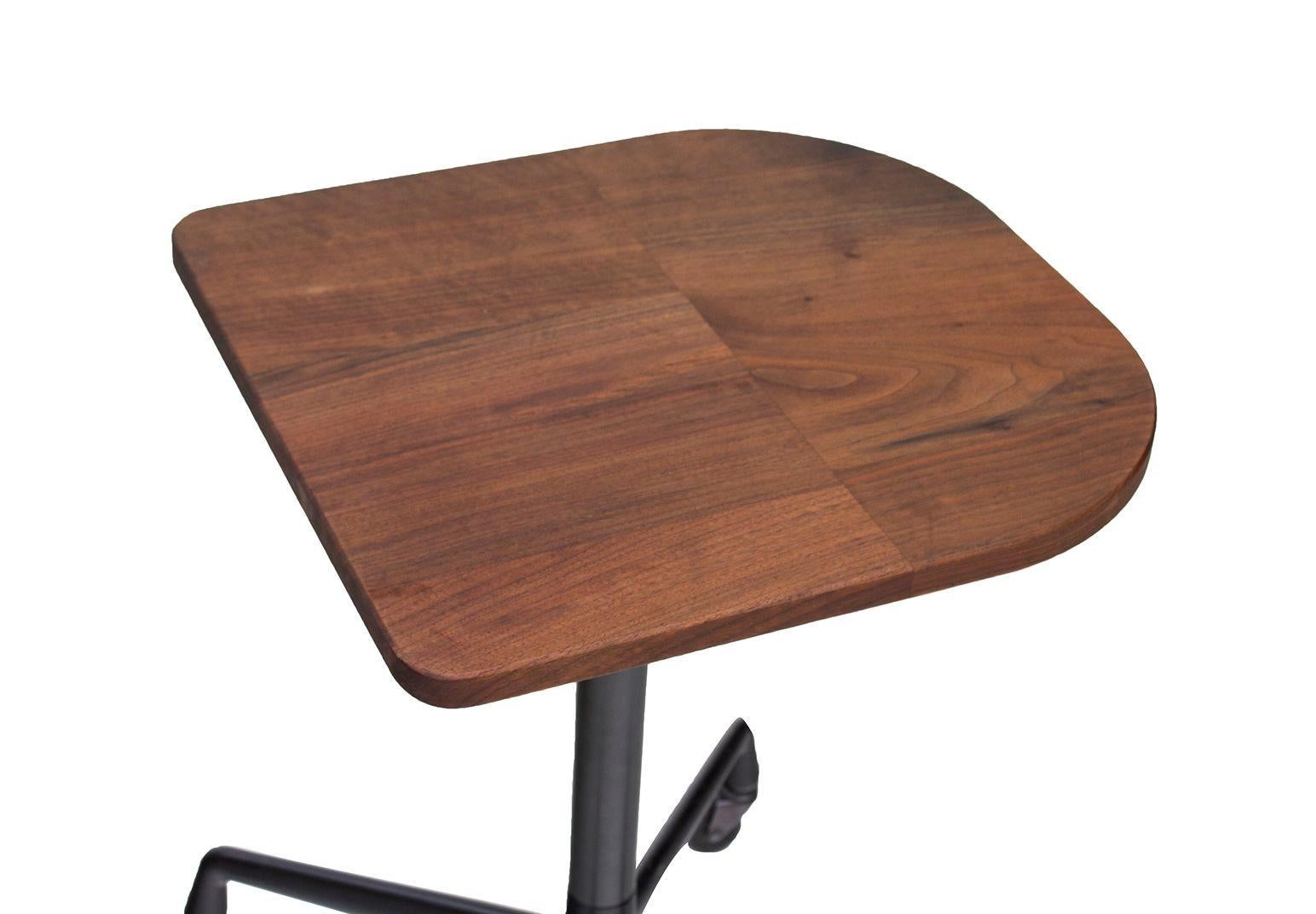 Mid-Century Modern Herman Miller Rolling Table Base with Custom Solid Walnut Top For Sale