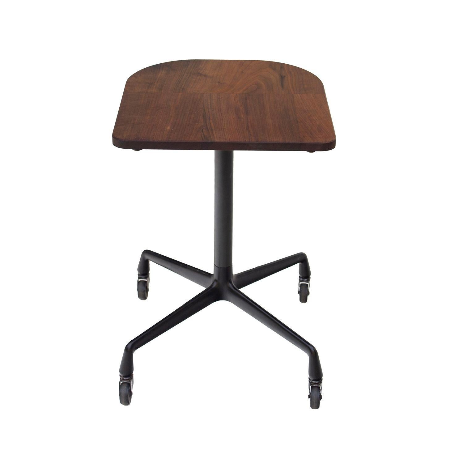 Late 20th Century Herman Miller Rolling Table Base with Custom Solid Walnut Top For Sale