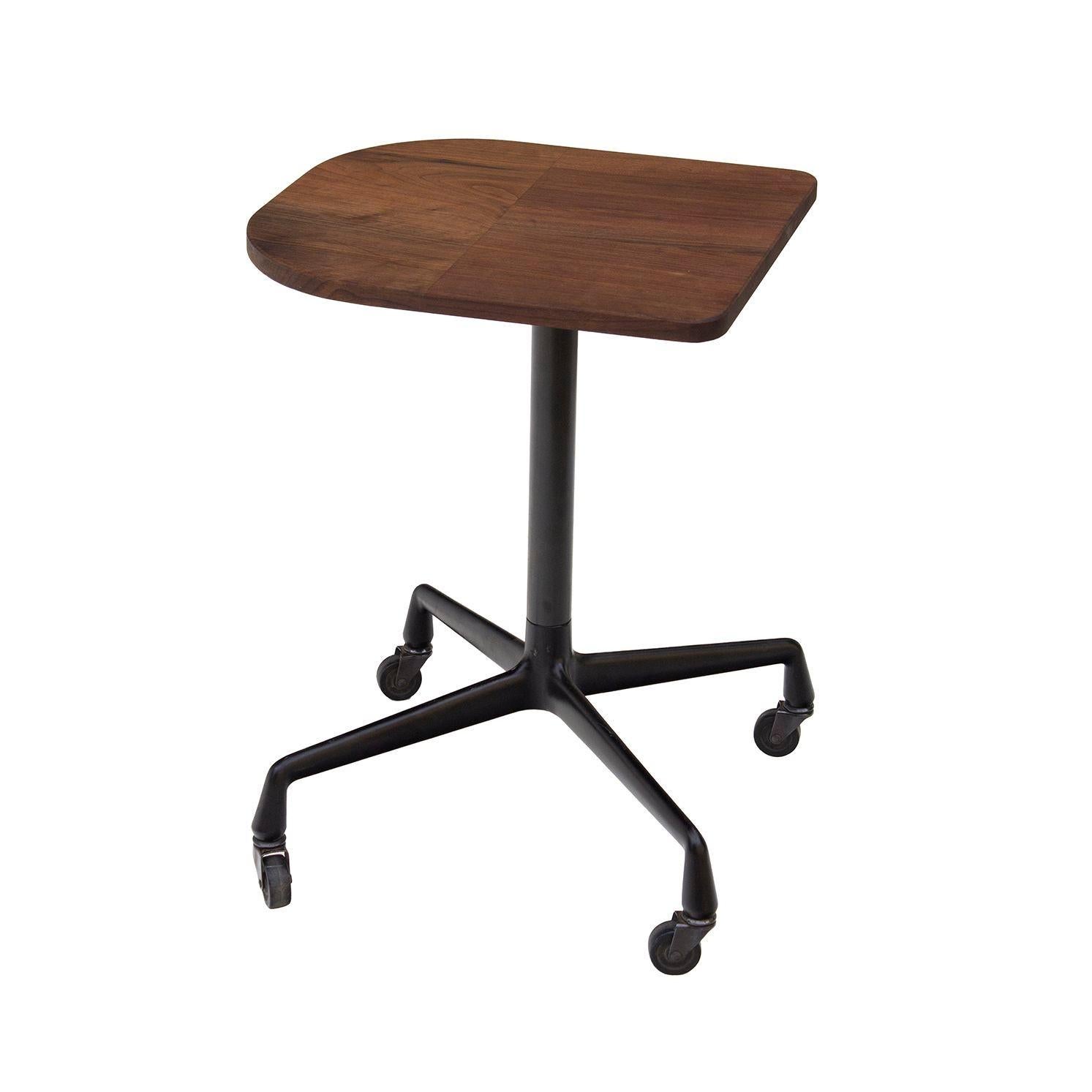 Aluminum Herman Miller Rolling Table Base with Custom Solid Walnut Top For Sale