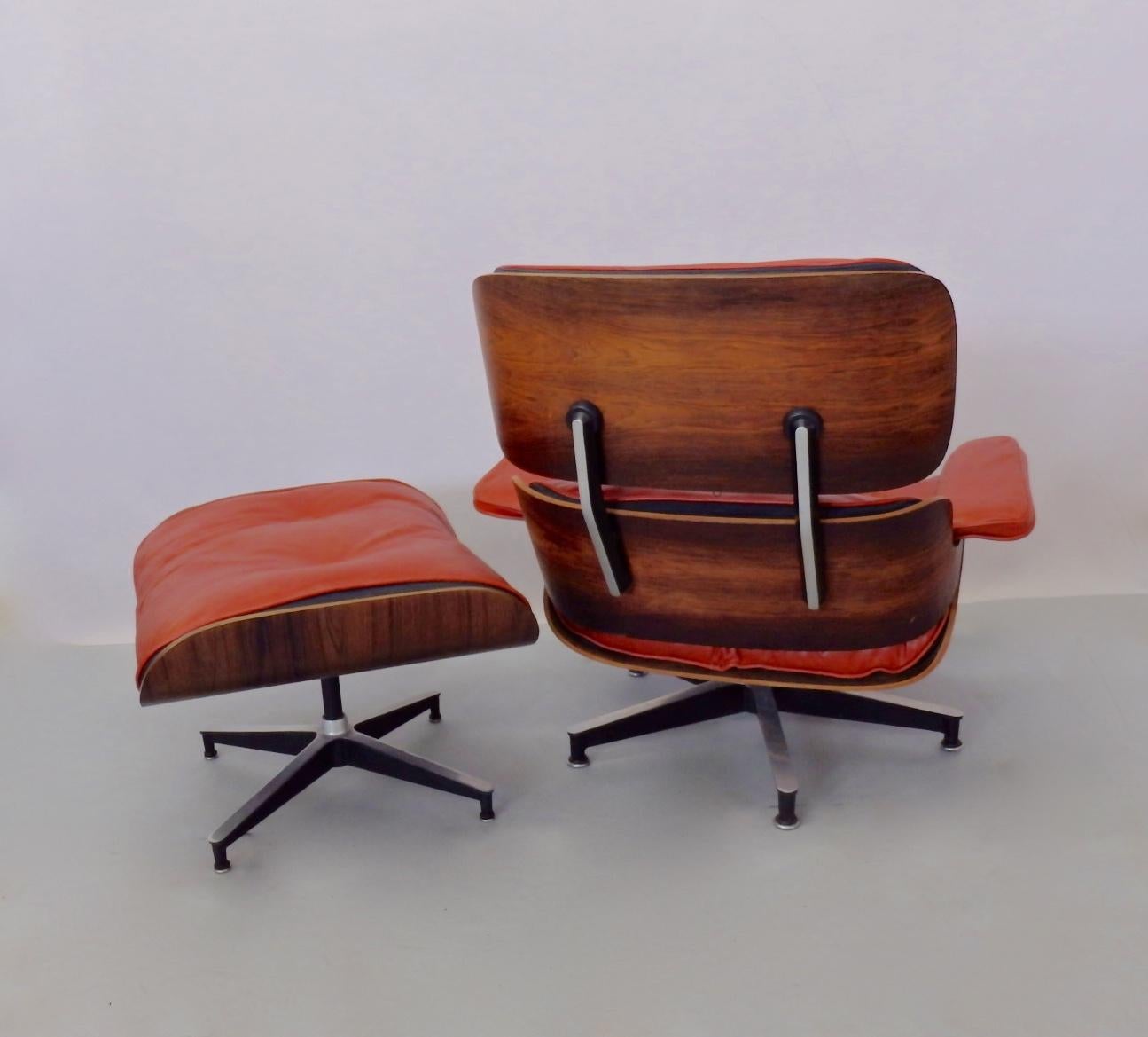 Eames for Herman Miller Rosewood with Red Leather 670 Lounge Chair and Ottoman 2