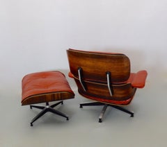 Eames for Herman Miller Rosewood with Red Leather 670 Lounge Chair and Ottoman