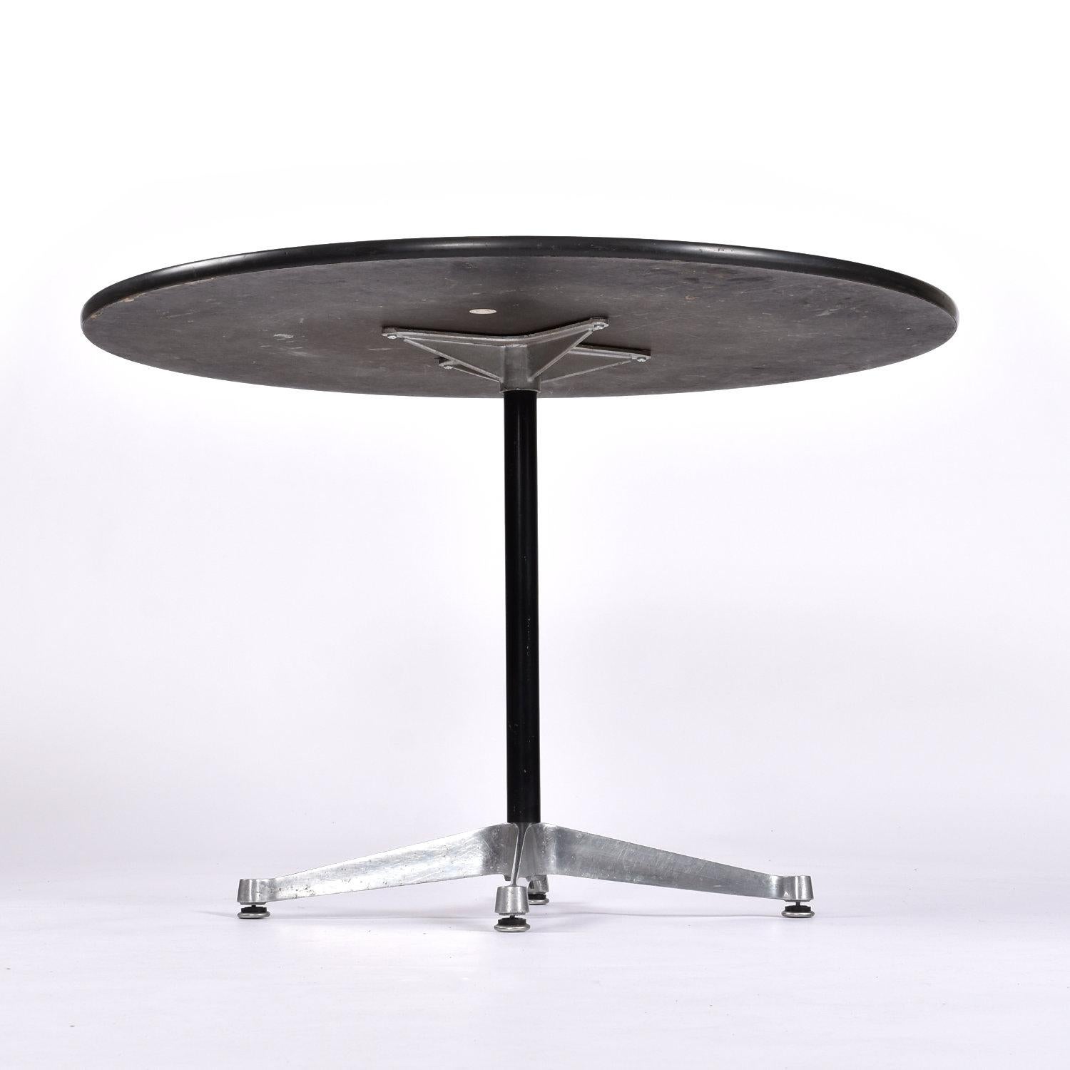 Metal Eames for Herman Miller Round White Laminate Table on Aluminum Base