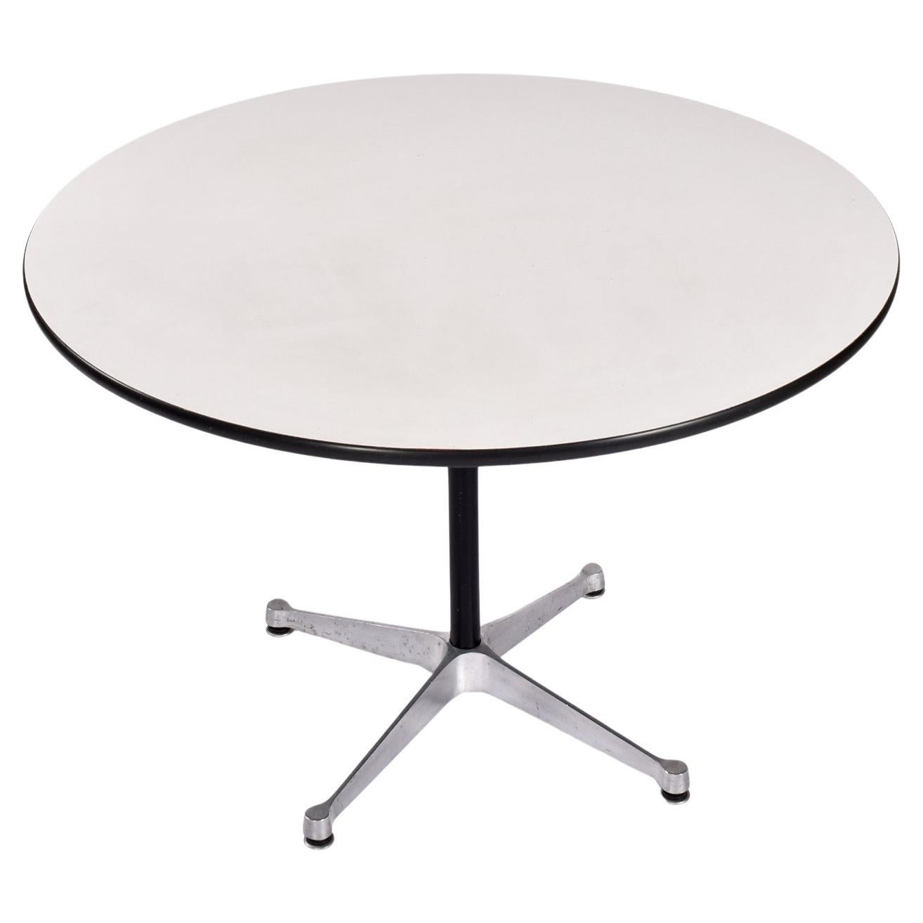 Eames for Herman Miller Round White Laminate Table on Aluminum Base