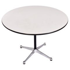 Eames for Herman Miller Round White Laminate Table on Aluminum Base