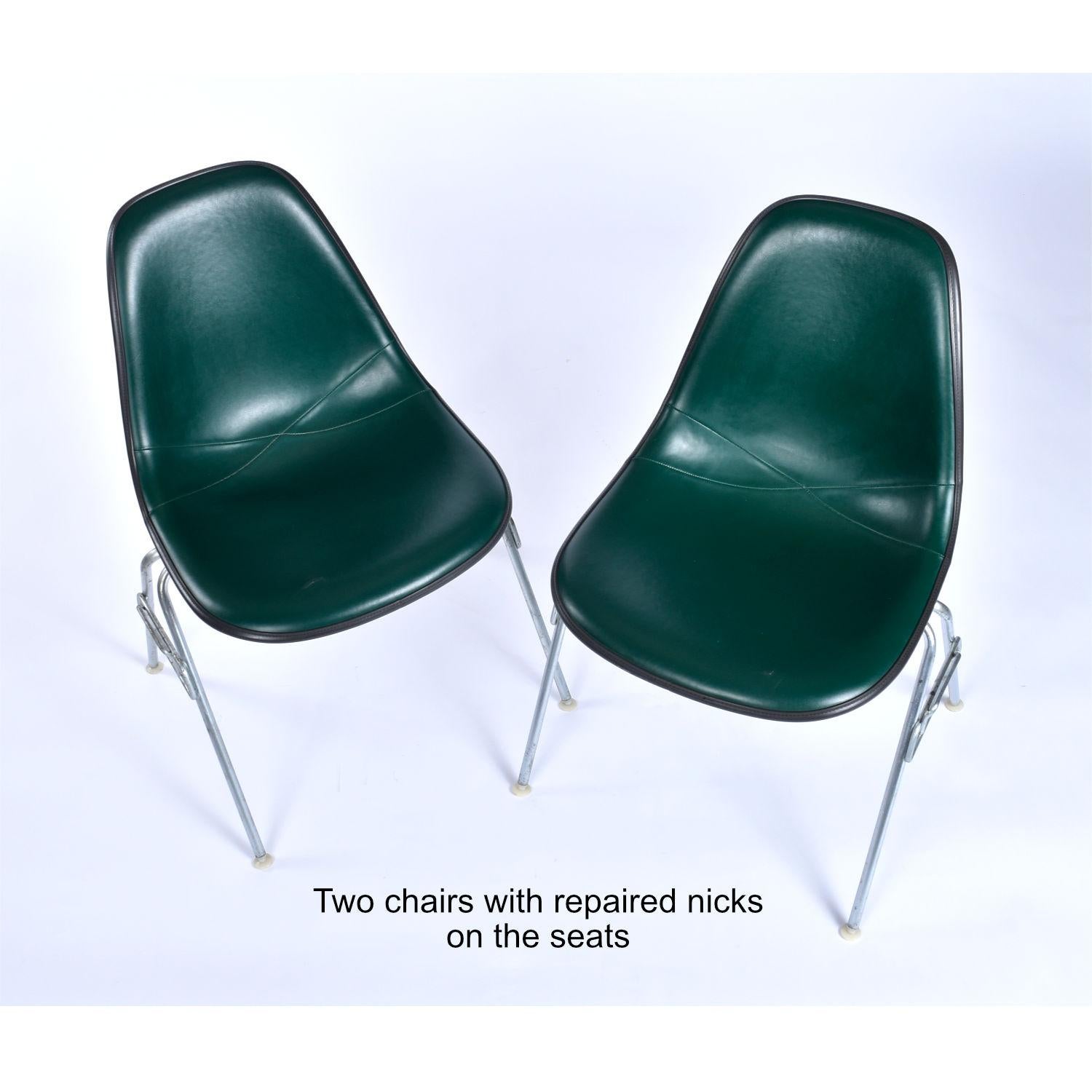 Late 20th Century Eames for Herman Miller Stacking DSS Fiberglass Shell Chairs with Green Pads