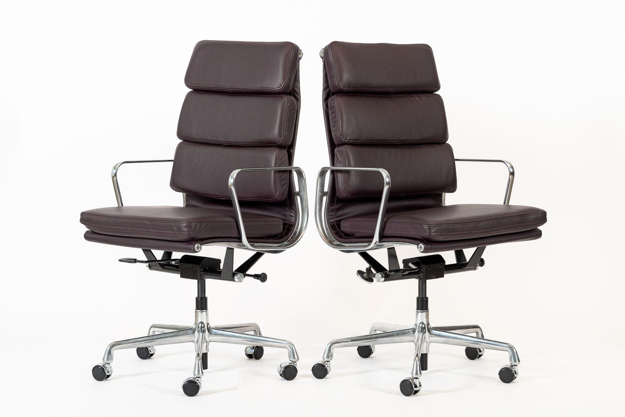 Eames for Herman Miller Tall Dark Purple Desk Chairs Set of 2 6