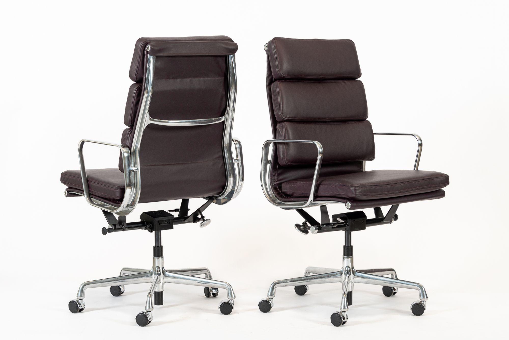 Mid-Century Modern Eames for Herman Miller Tall Dark Purple Desk Chairs Set of 2