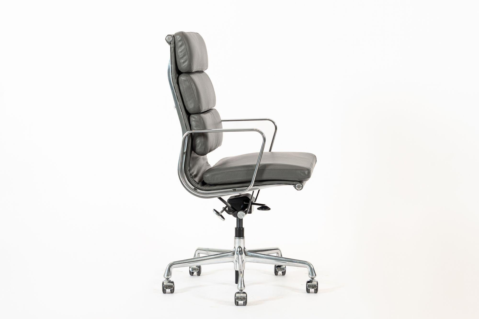 American Eames for Herman Miller Tall Gray Desk Chair Aluminum Group For Sale