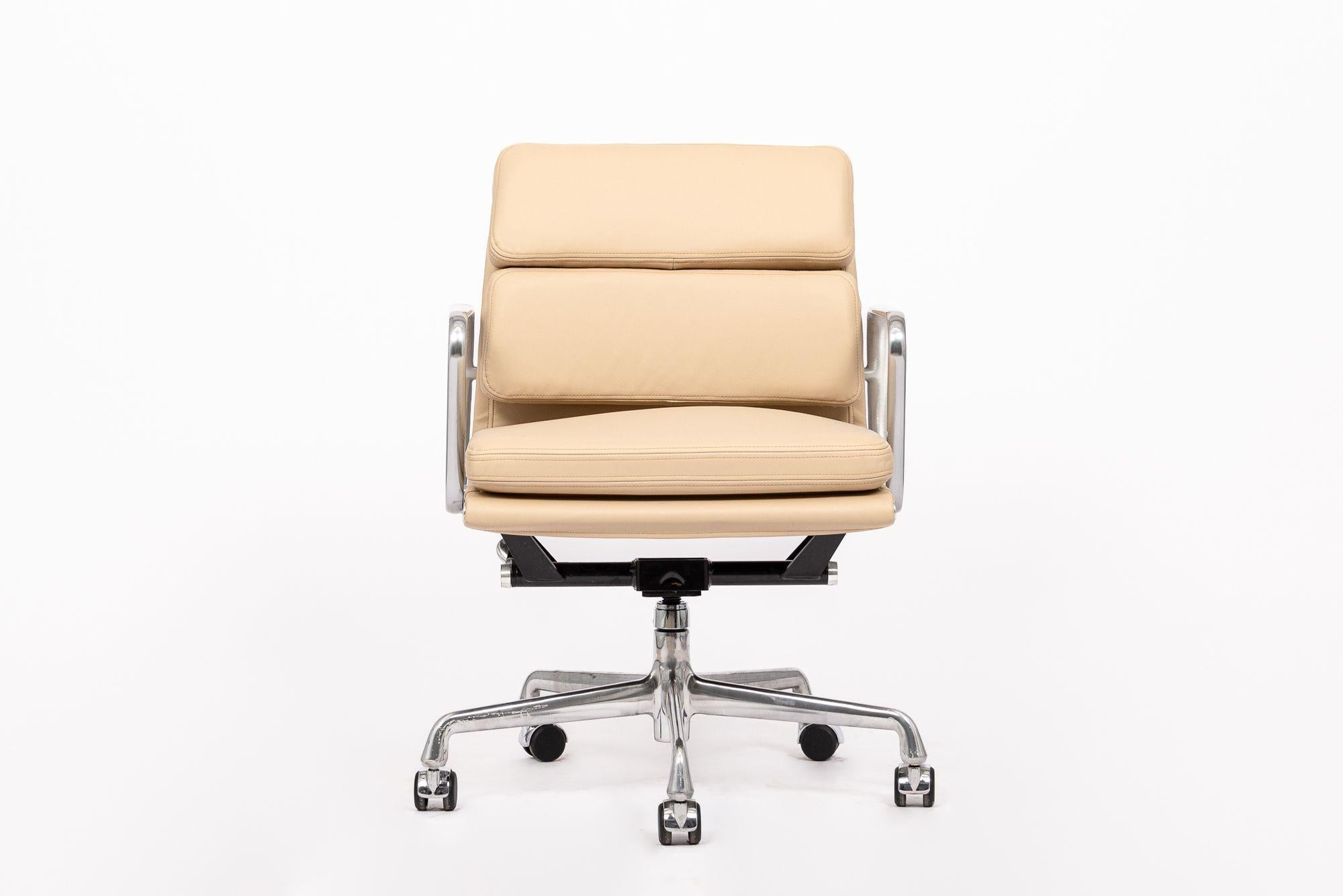Mid-Century Modern Eames for Herman Miller Tan Leather Desk Chair 2000s
