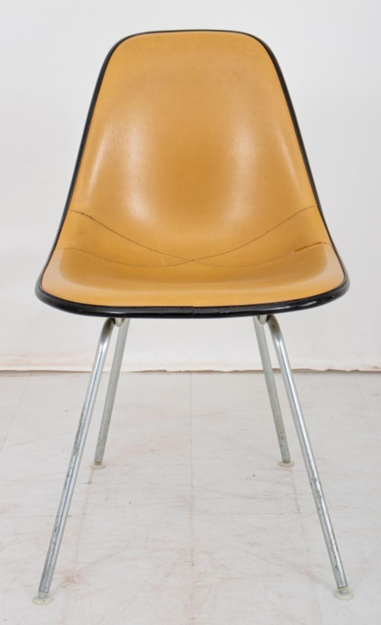 Eames for Herman Miller Tan Padded Shell Chair For Sale 3