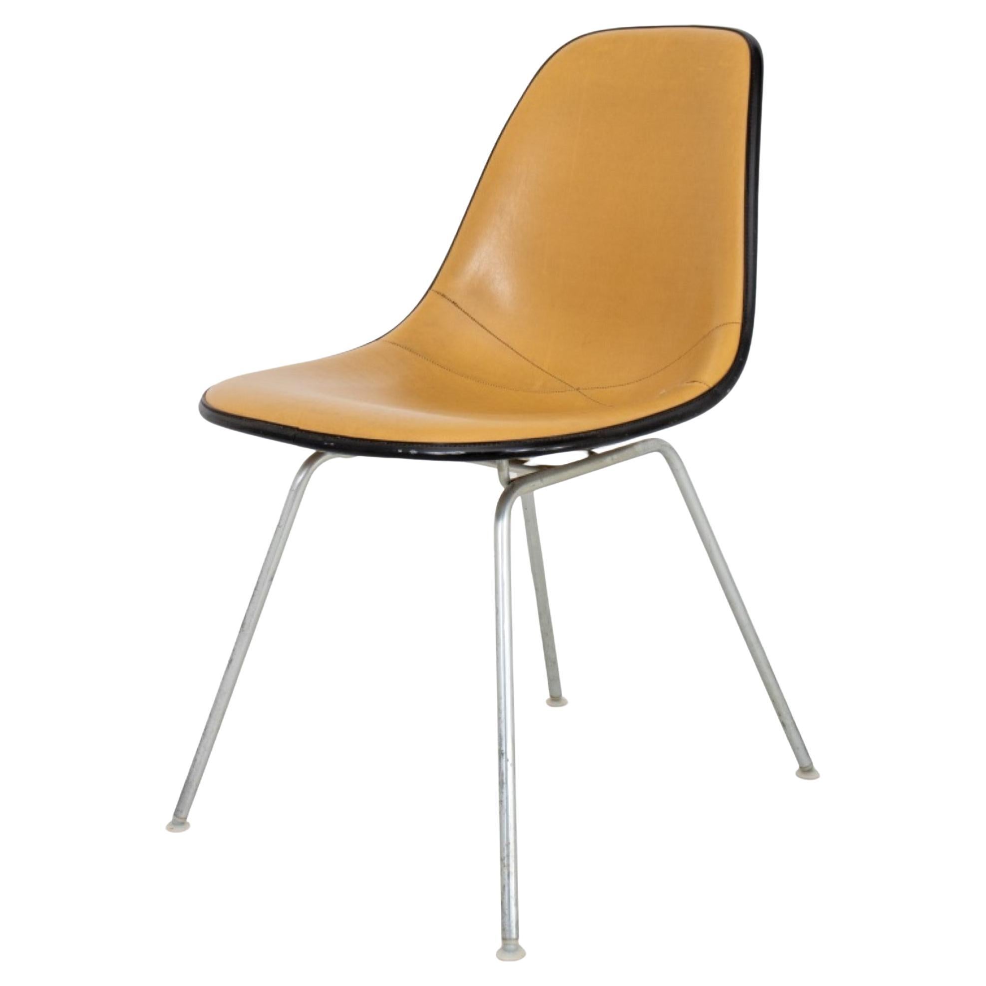 Eames for Herman Miller Tan Padded Shell Chair For Sale
