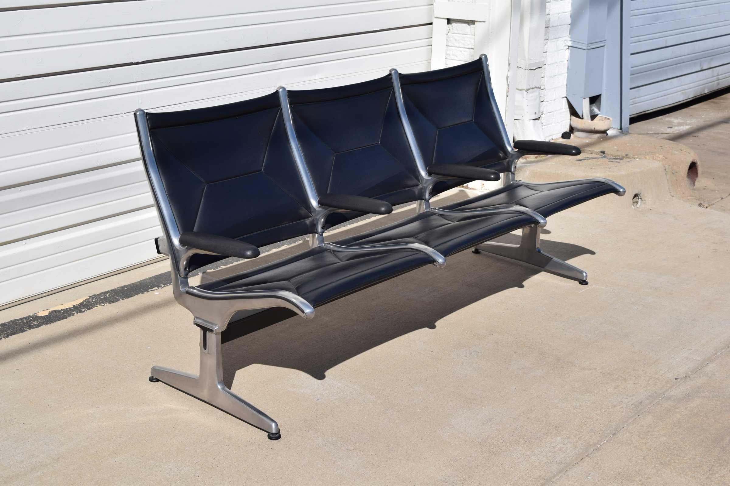 Mid-Century Modern Eames for Herman Miller Tandem Sling Airport Bench