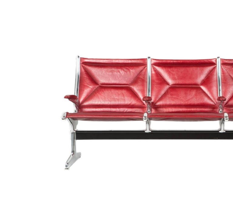 Eames For Herman Miller Tandem Sling Bench In Red Edelman Leather