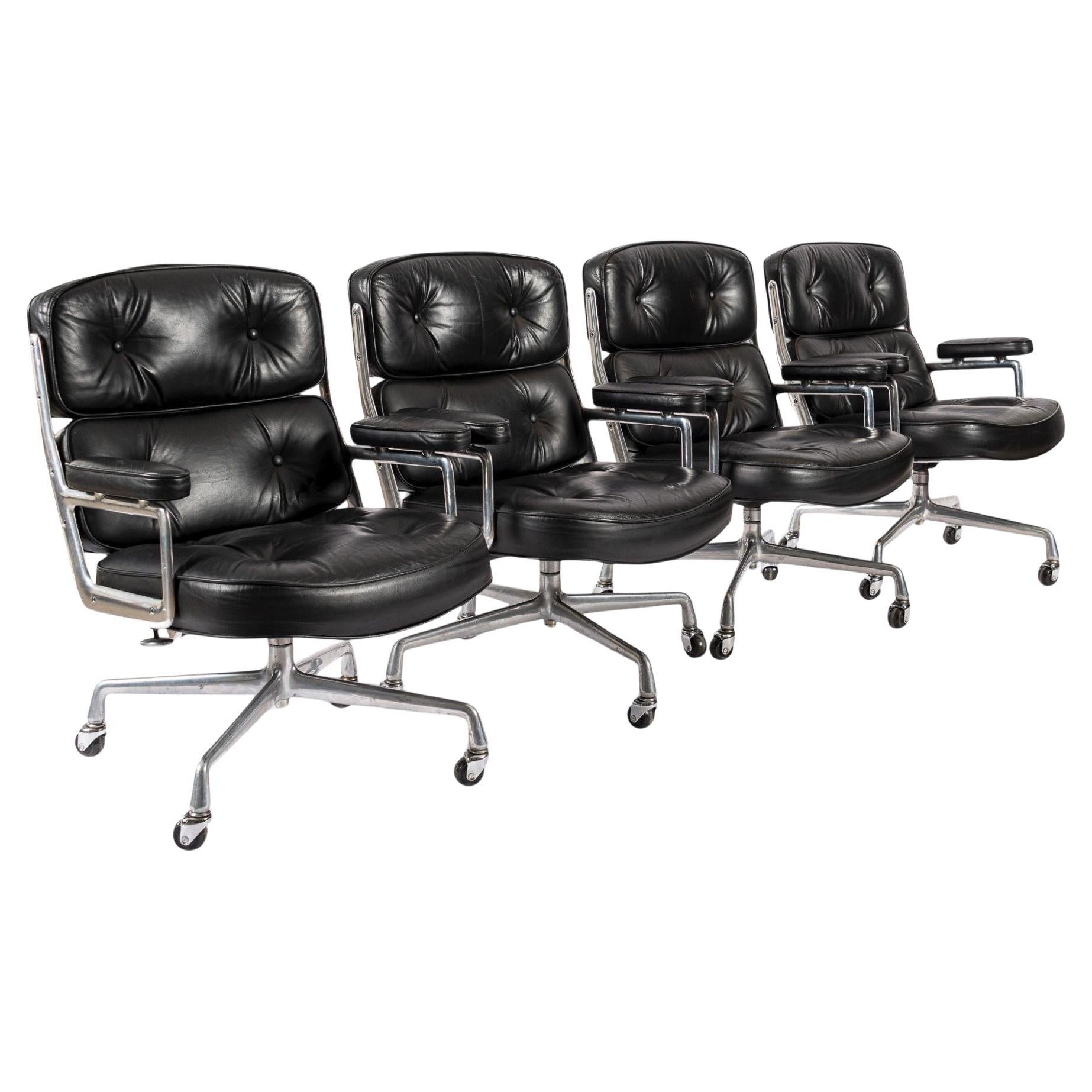 Eames for Herman Miller Time Life Black Leather Office Chairs 1980s