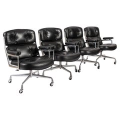 Eames for Herman Miller Time Life Black Leather Office Chairs 1980s