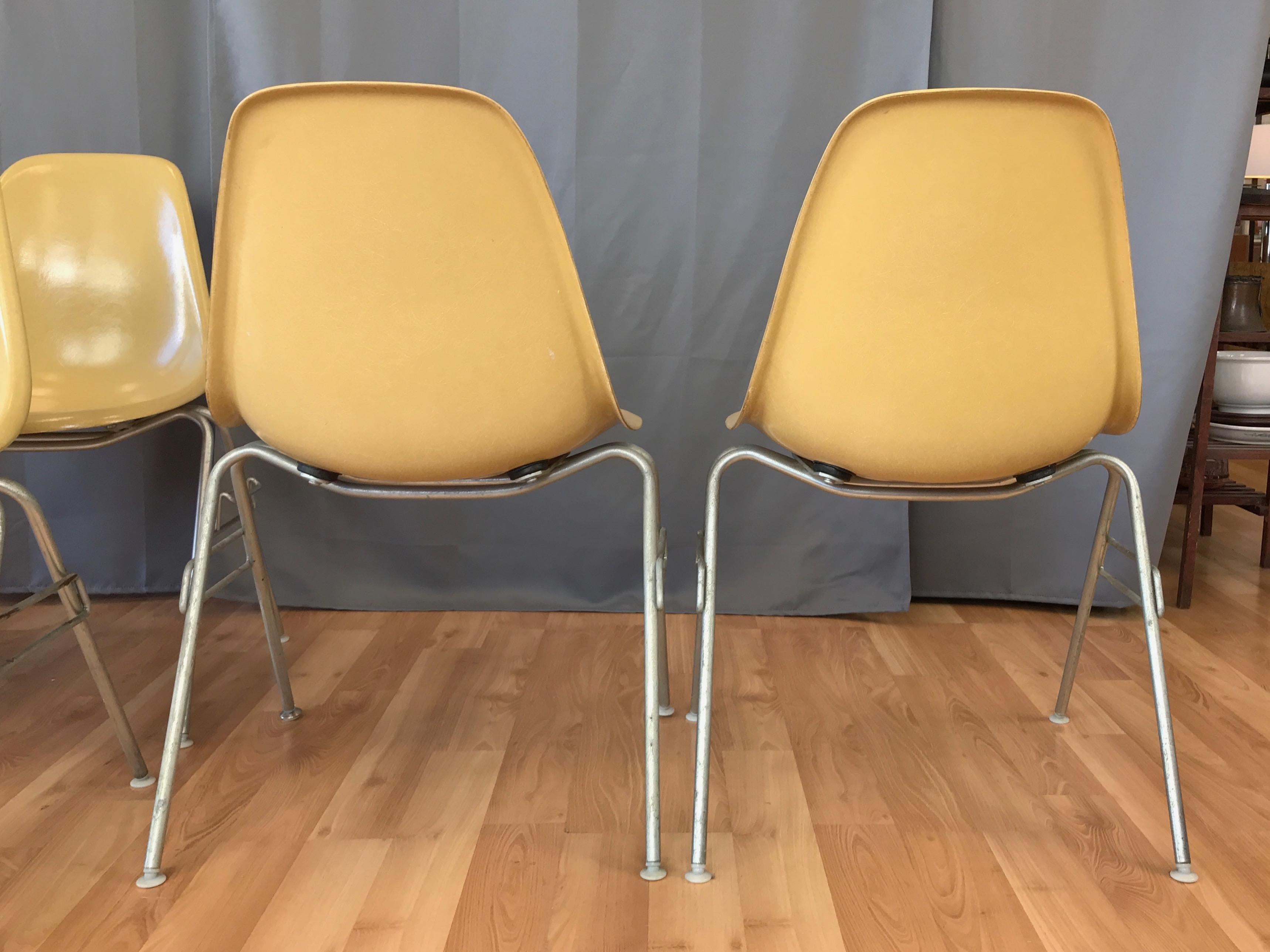 Metal Eames for Herman Miller Vintage DSS Shell Chairs, Set of Six