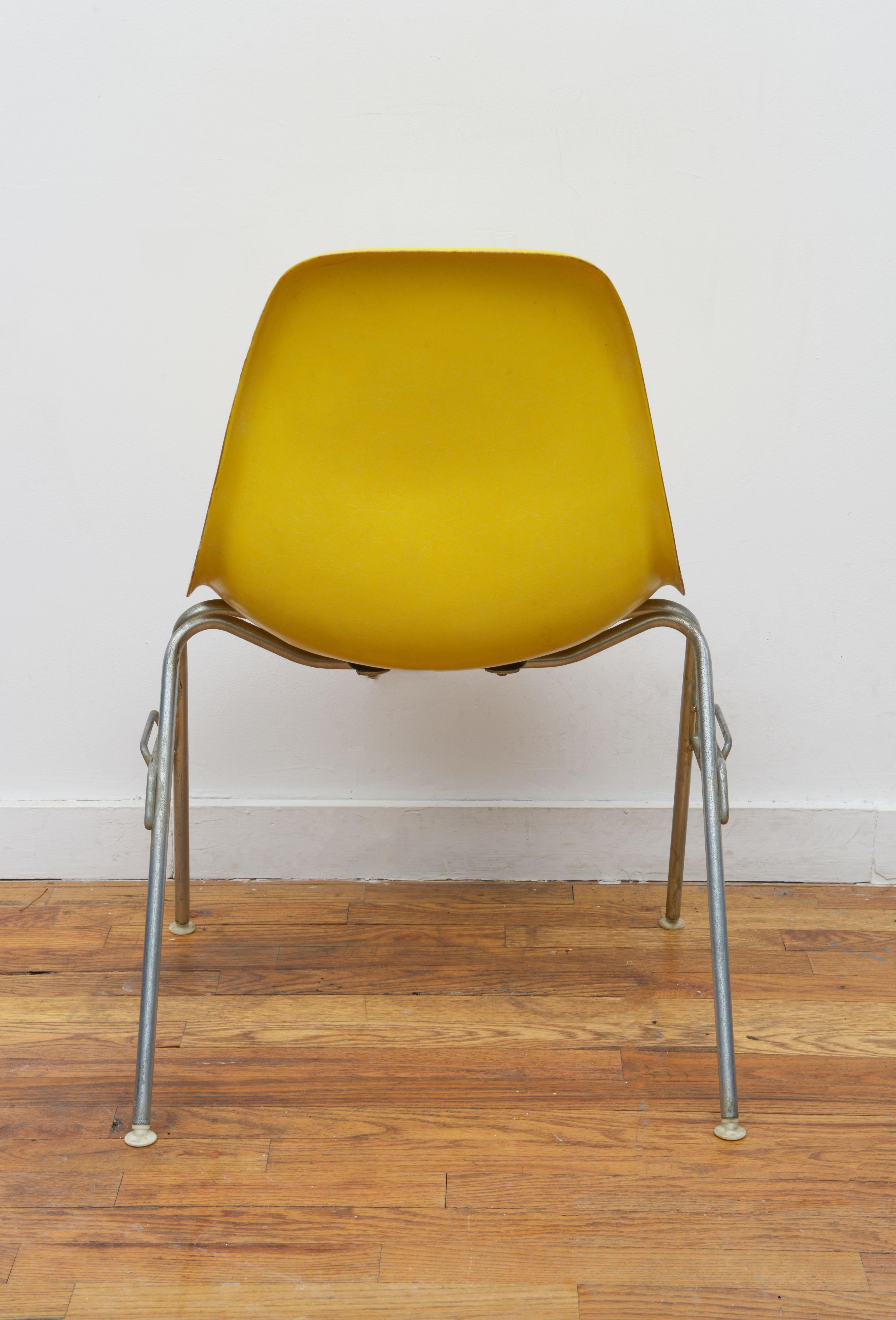 American Eames for Herman Miller Yellow Dss Fiberglass Chair 1950s 'Signed'