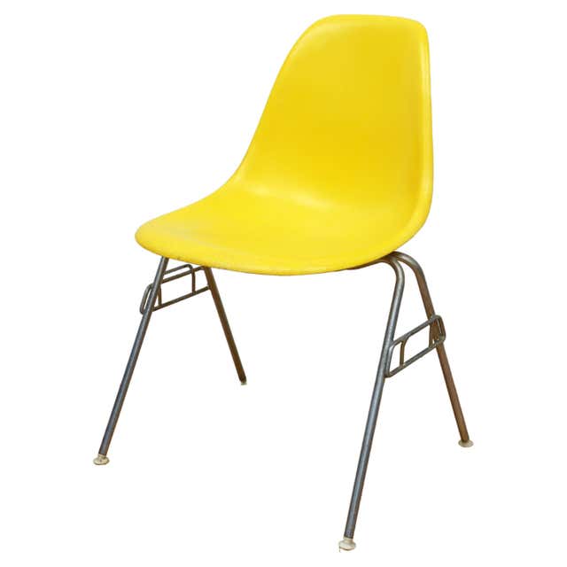 Vintage Mid-Century Eames Fiberglass Stacking Shell Chairs, DSS-N Side ...