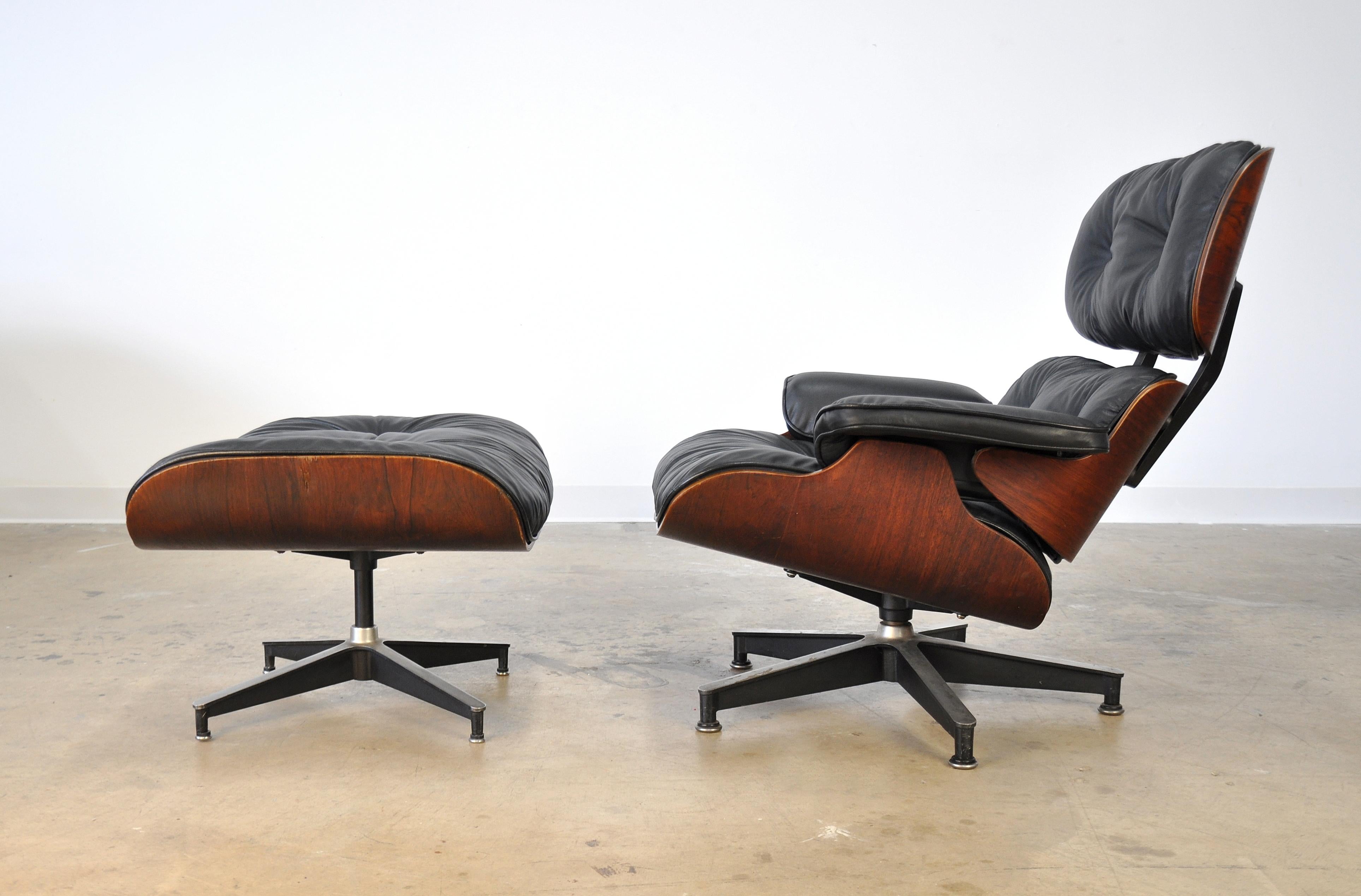 American Eames Herman Miller First Generation Rosewood Lounge Chair and Ottoman
