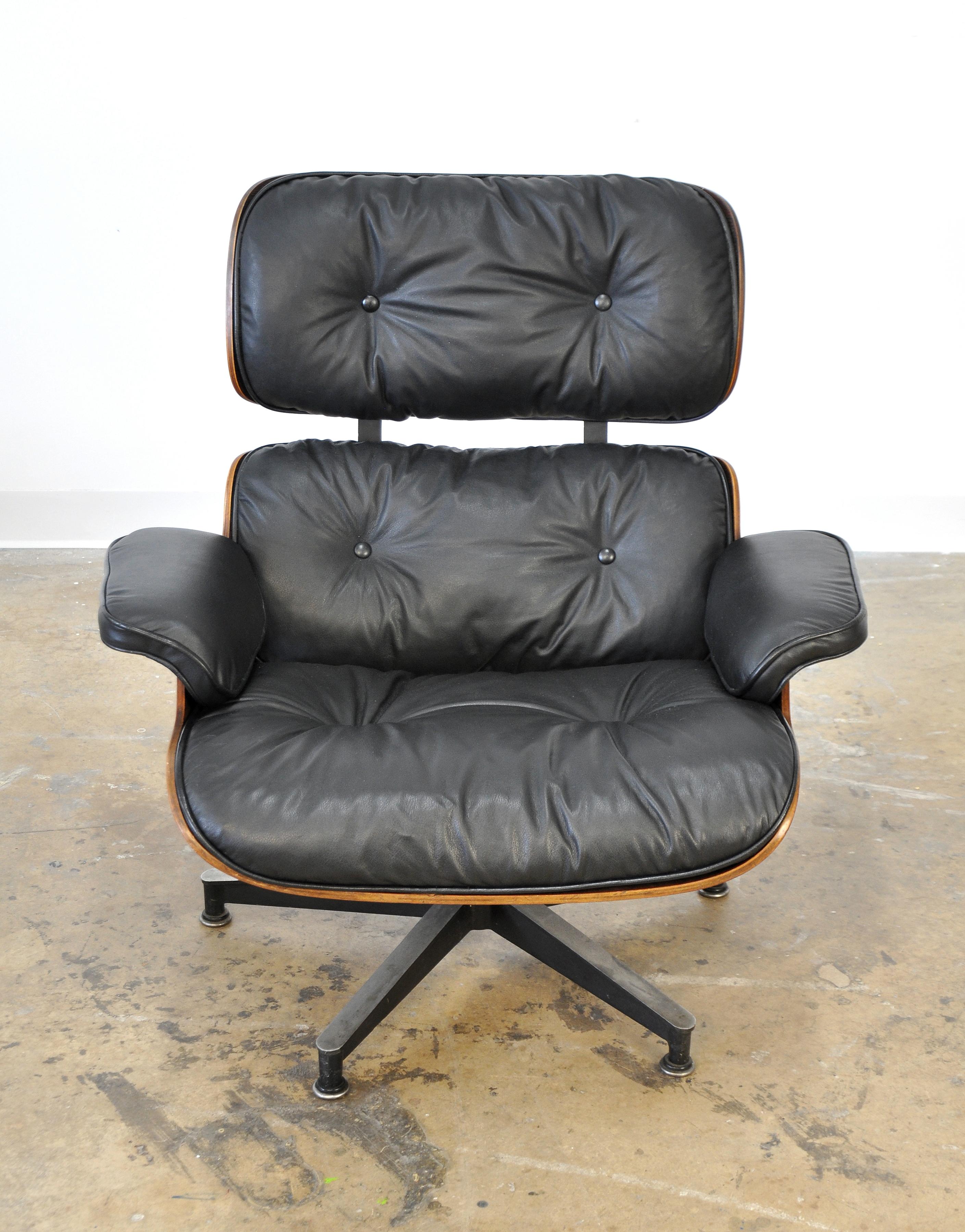 Aluminum Eames Herman Miller First Generation Rosewood Lounge Chair and Ottoman