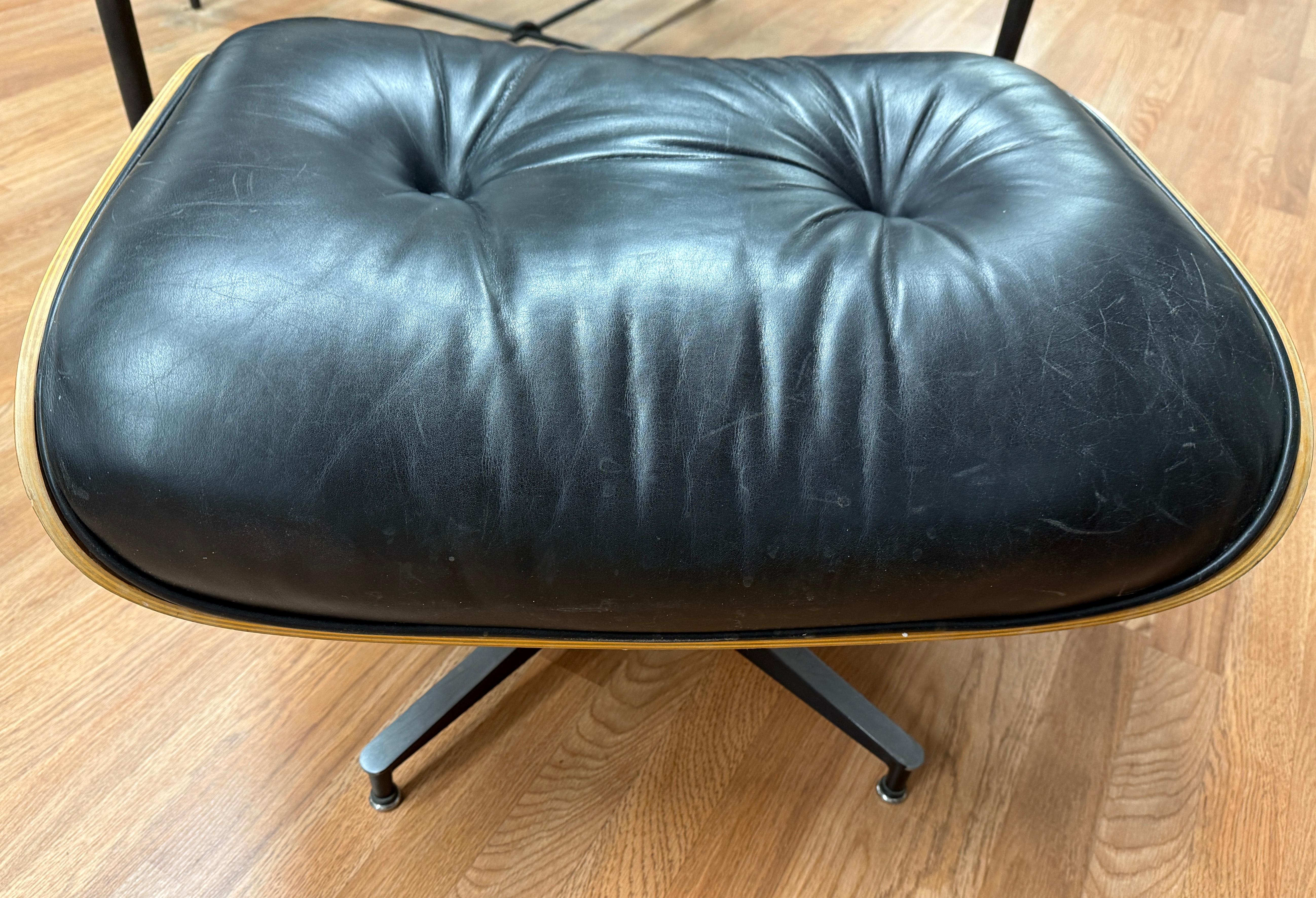 Eames Herman Miller 671 Ottoman in Black Leather and Cherry 4