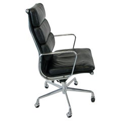 Eames Herman Miller Aluminum Group black leather swivel tilt executive chair