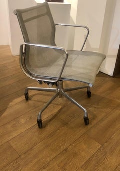 Eames Herman Miller Aluminum Group Chair Casters 50 Year Anniversary Grey Mesh