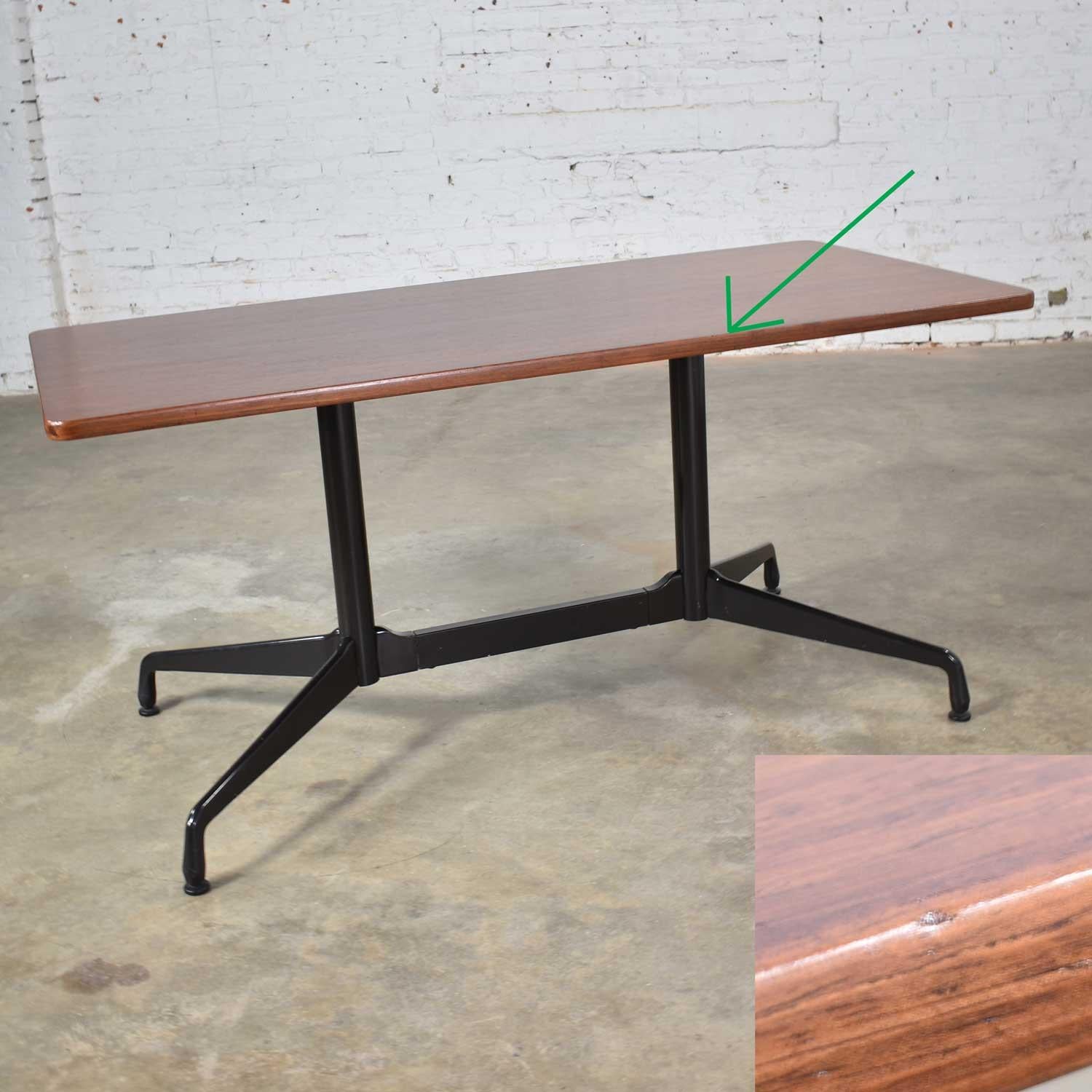 20th Century Eames Herman Miller Aluminum Group Conference or Dining Table Rosewood and Black