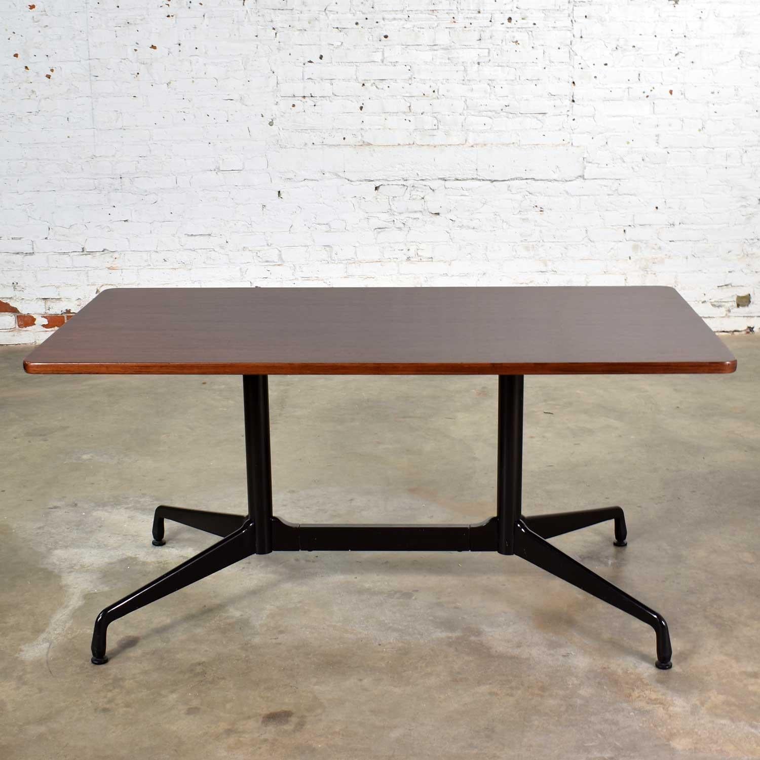 Eames Herman Miller Aluminum Group Conference or Dining Table Rosewood and Black 1