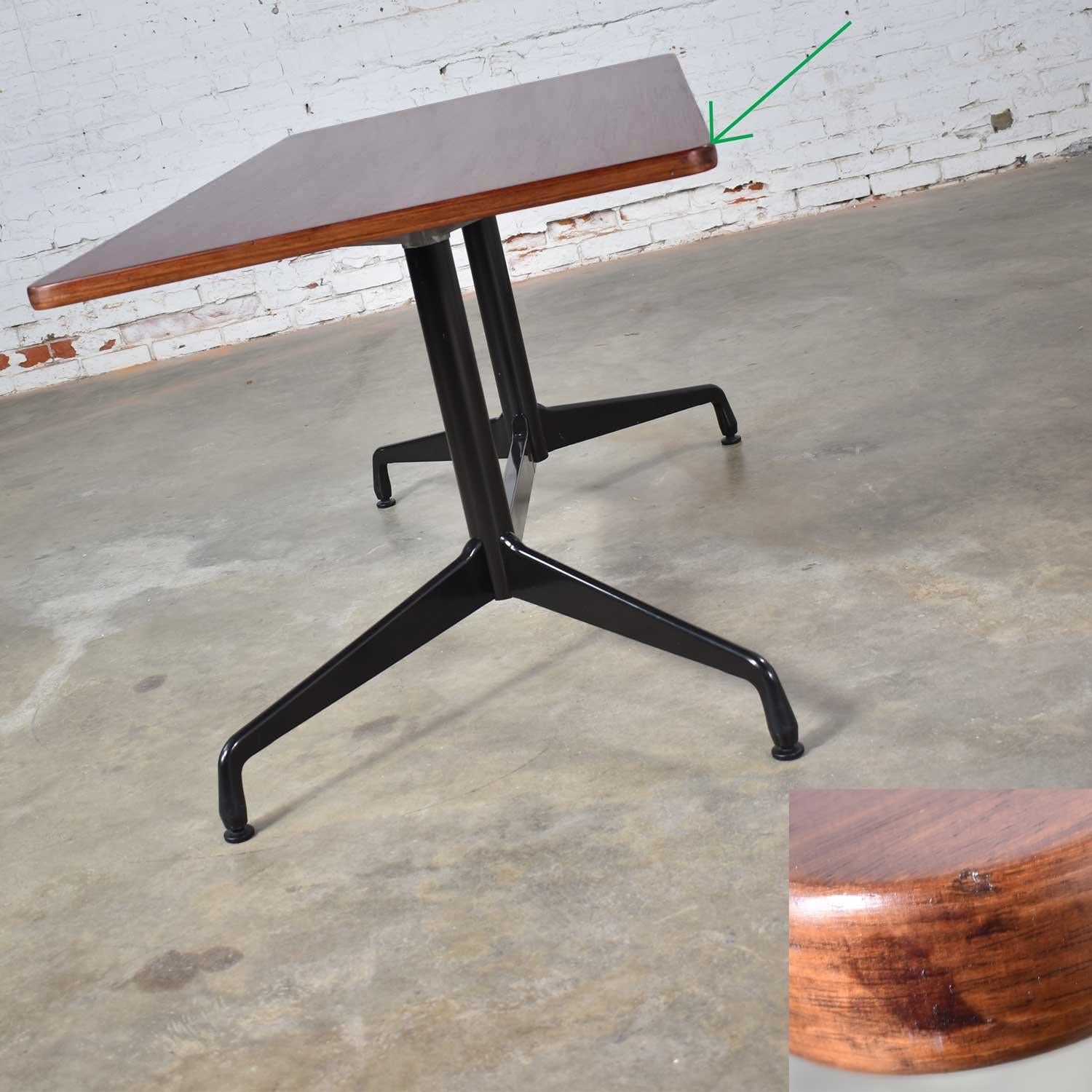 Eames Herman Miller Aluminum Group Conference or Dining Table Rosewood and Black In Good Condition In Topeka, KS