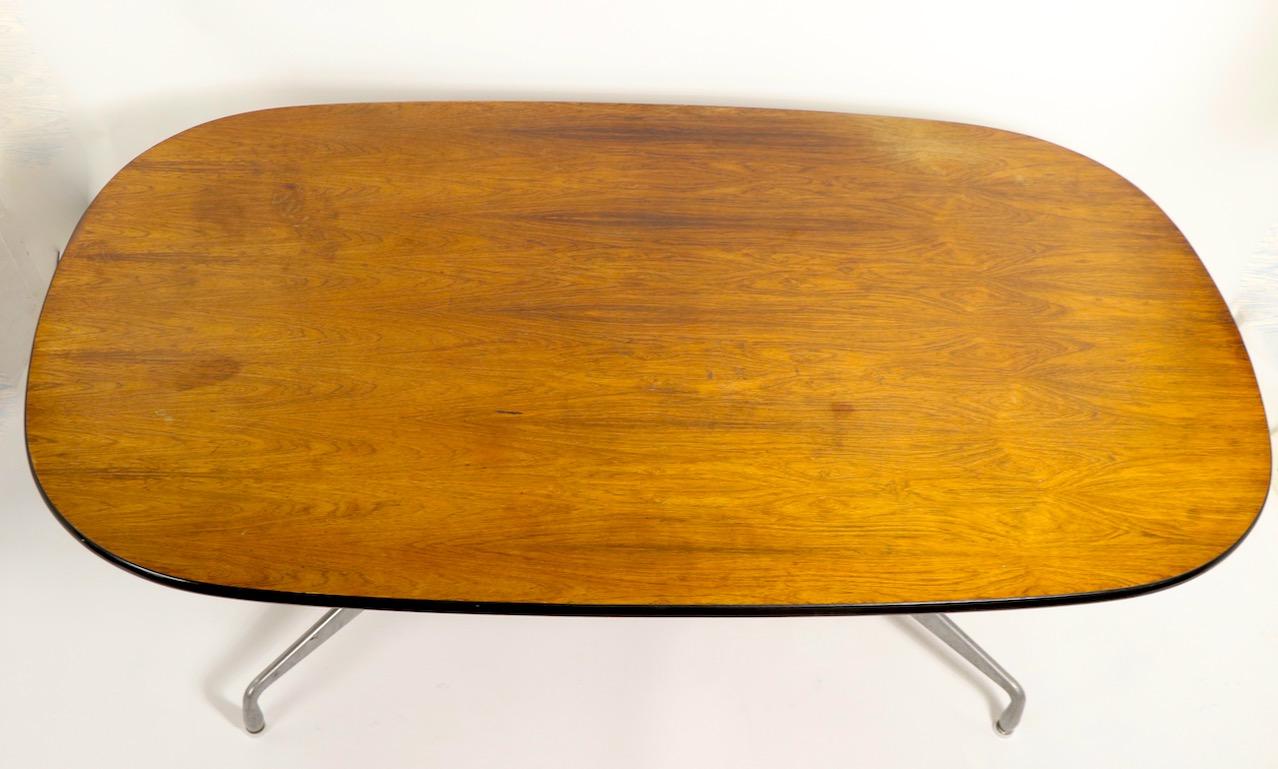 American Eames Herman Miller Aluminum Group Conference Table with Rosewood Top
