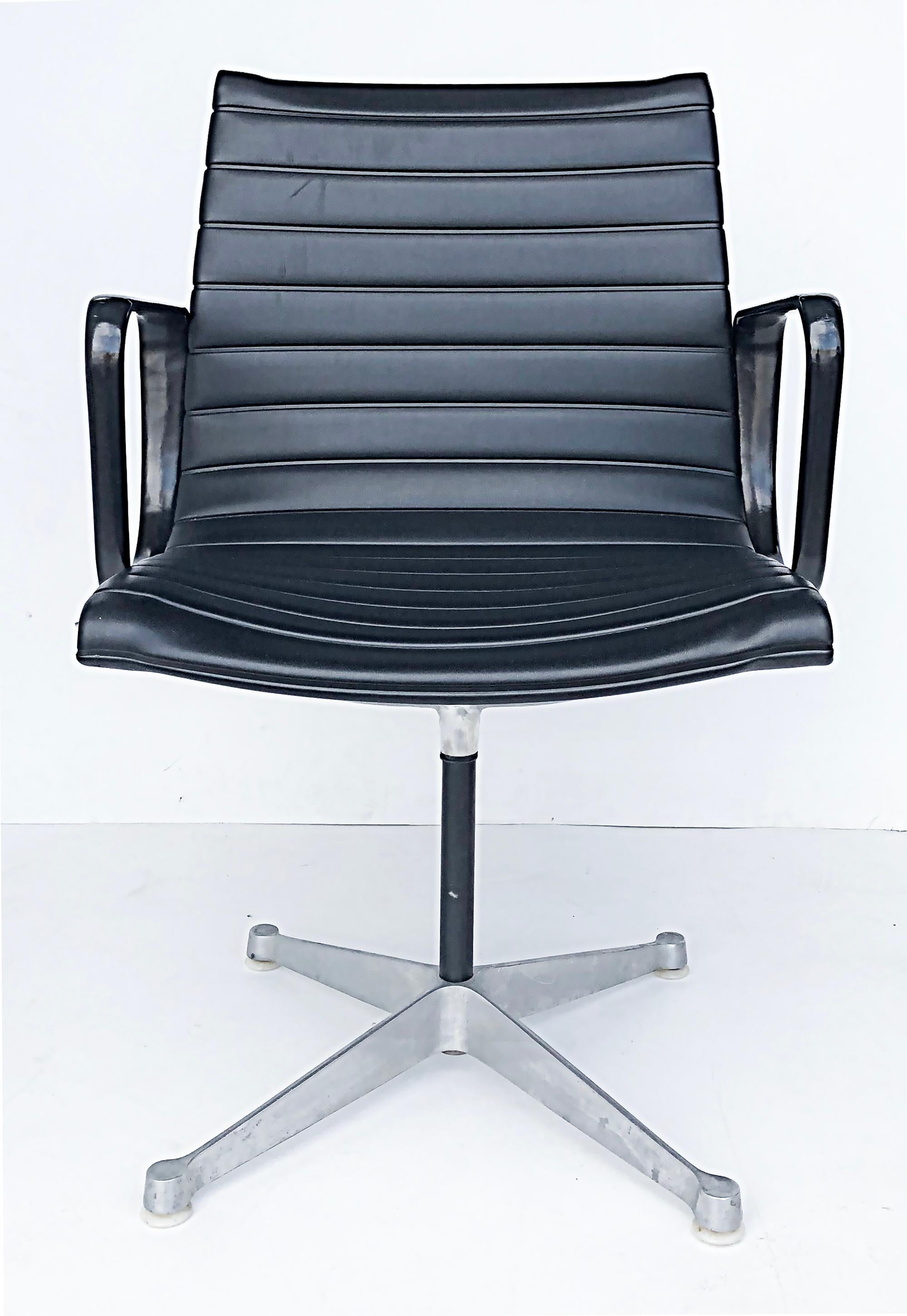 Eames Herman Miller Aluminum Group EA108 Swivel chairs, leather

Offered for sale is a pair of Herman Miller Charles and Ray Eames Aluminum Group EA108 leather swivel chairs. Originally designed by Charles and Ray Eames in 1958, the EA 108 chair