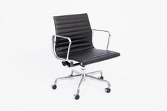 Eames Herman Miller Black Leather Office Chair Thin Pad Aluminum Group